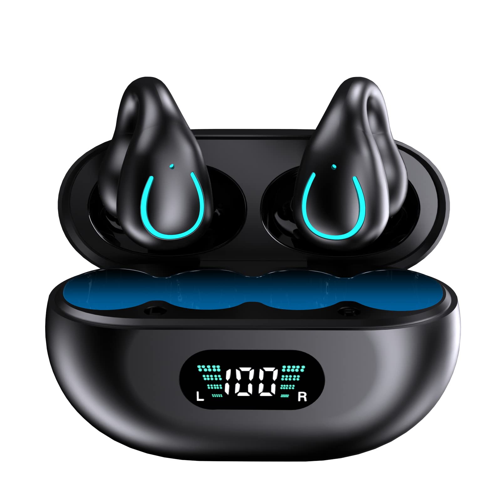 SHIJIAET Open Ear Wireless Bluetooth Headphones - Clip on Earbuds with Bluetooth 5.3, Lightweight Mini Design for Running, Cycling & Workouts - 2023 New Open Ear Headphones for Sports & Outdoor Activities