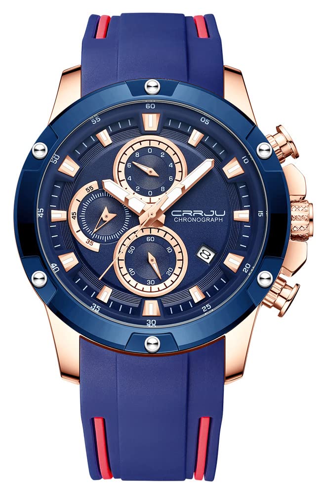Tonnier Men's Analog Chronograph Quartz Watch - Waterproof, Scratch Resistant with Silicone Strap - Durable Military Style Watch for Outdoor, Work & Everyday Use