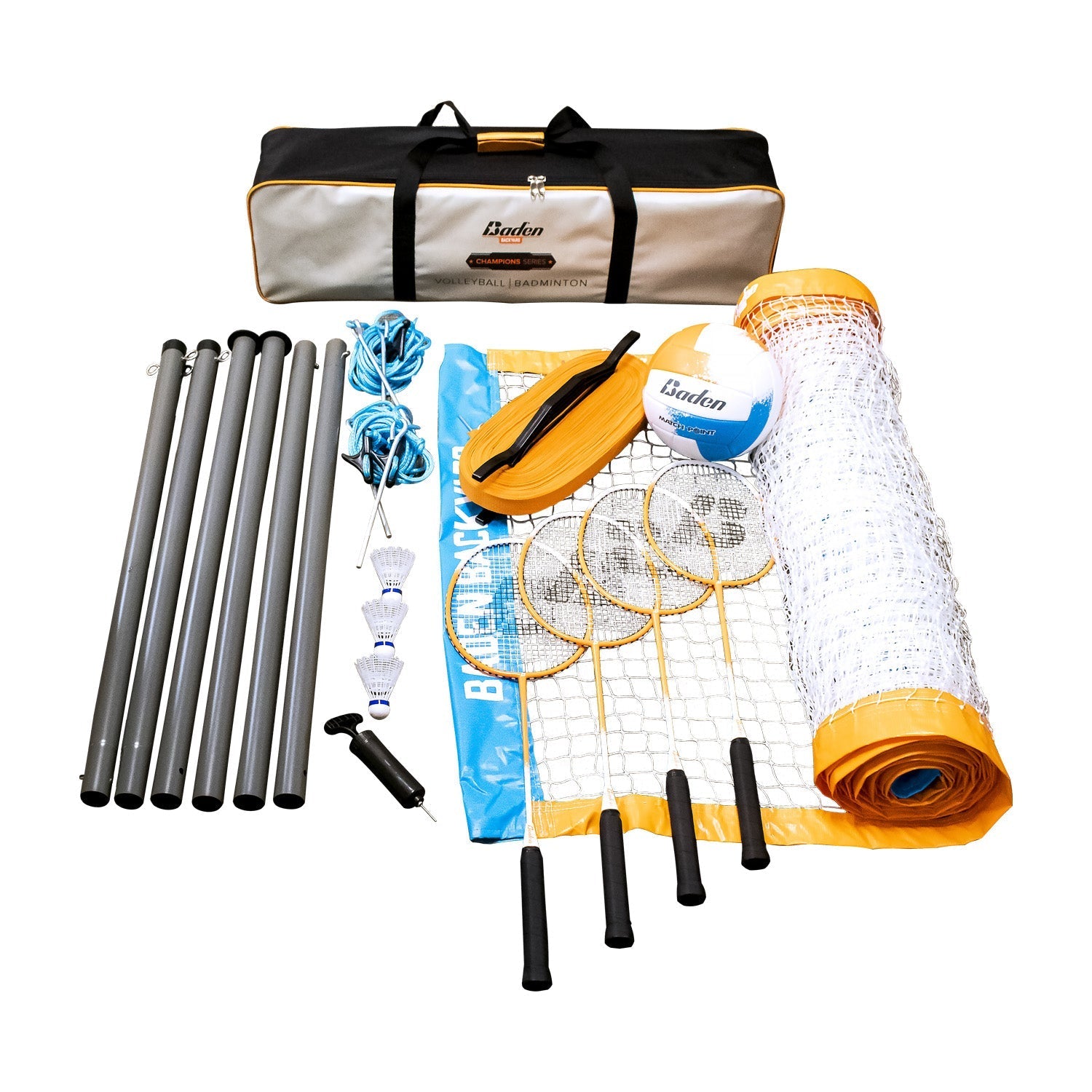Champions Volleyball & Badminton Set - Premium Sports Equipment for Indoor & Outdoor Games - Perfect for Backyard, Beach, and Gym Play