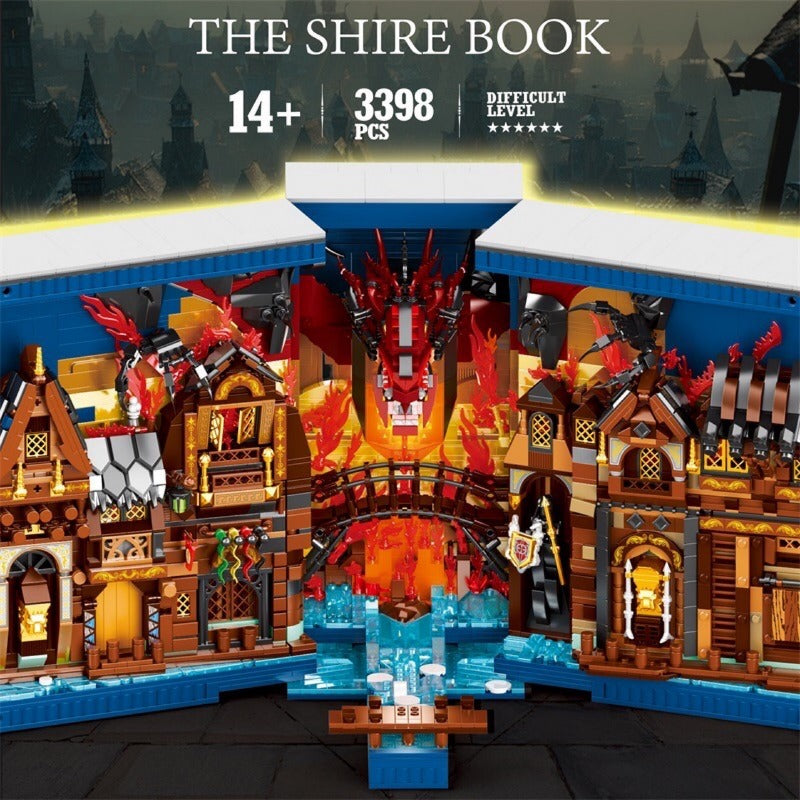 Reobrix 66035 The Hobbit Bookends - 3398pcs Building Blocks Set for Bookshelf Decor, Gift for LOTR Fans | Perfect for Home Office, Library & Fantasy Themed Rooms