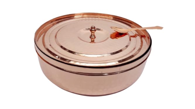 Handcrafted Copper Hammered Spice Box Set - 7 Piece Masala Dabba with 100ml Capacity Bowls | Premium Kitchen Storage for Spices & Herbs | Perfect for Indian Cooking, Tea Blending & Home Organization