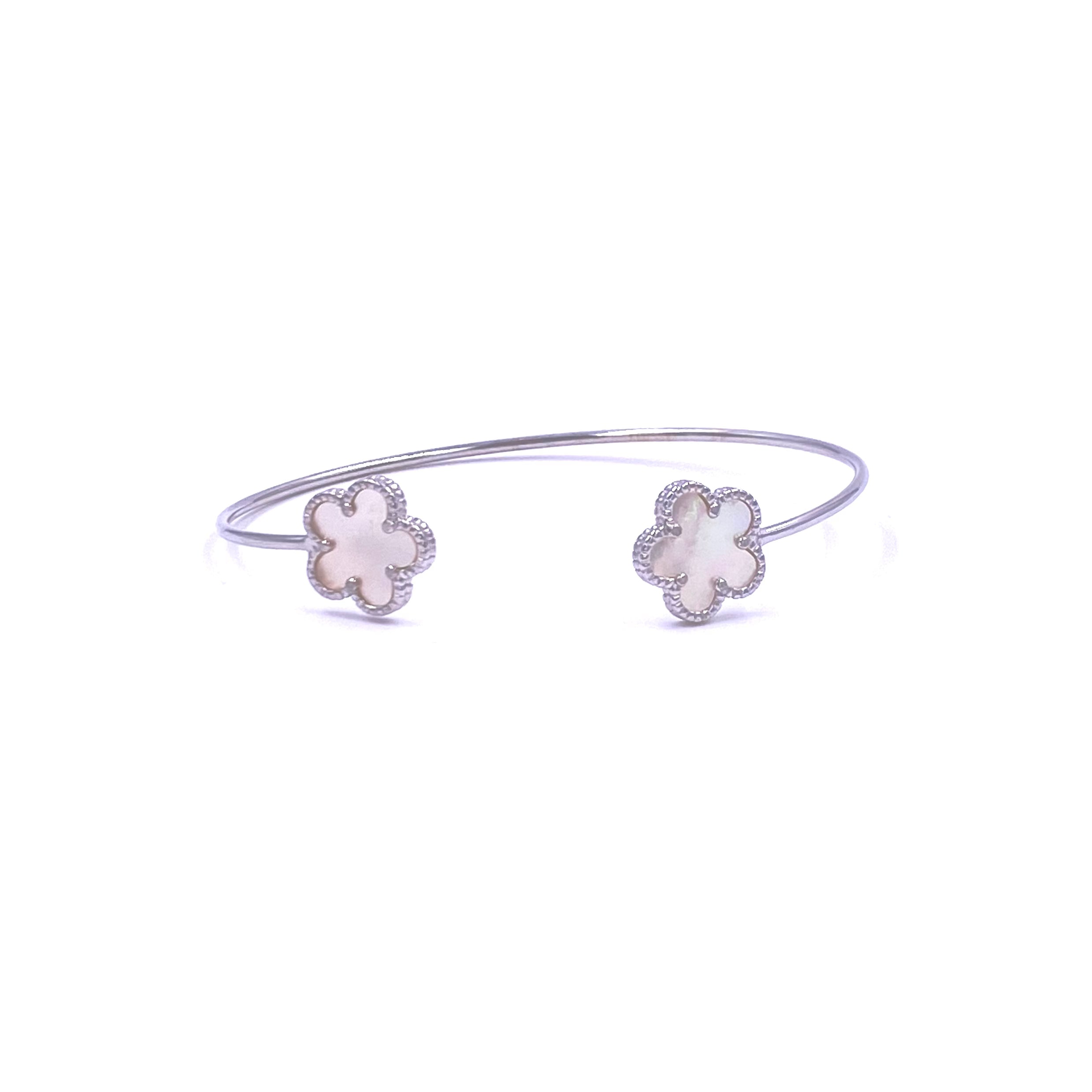 Ashley Gold Stainless Steel Double Flower Design Bangle Bracelet for Women - Elegant Fashion Jewelry Gift for Wedding, Party & Everyday Wear