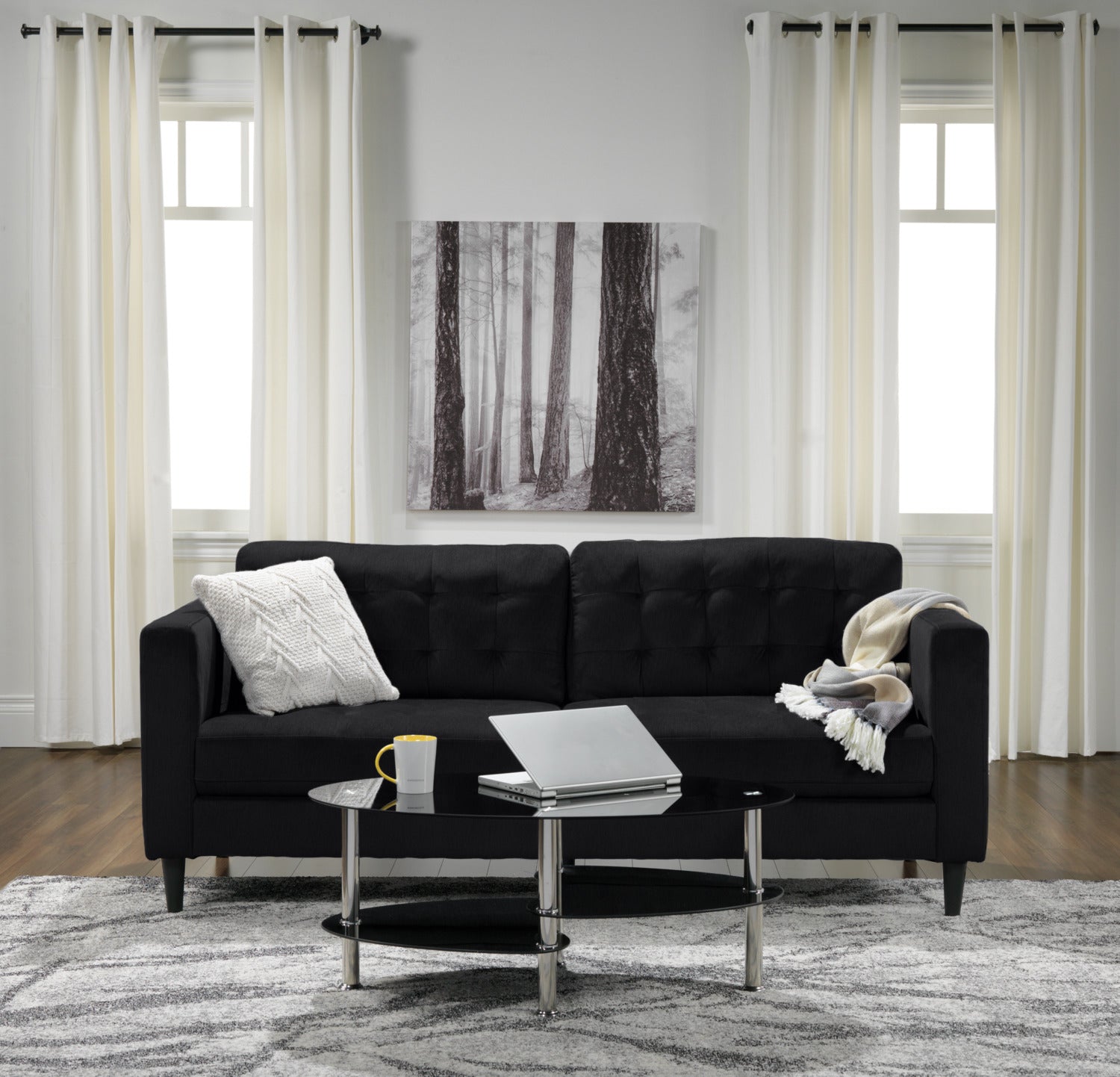 Premium Anthena Sofa and Chair Set in Charcoal - Modern Living Room Furniture for Home & Office Comfort
