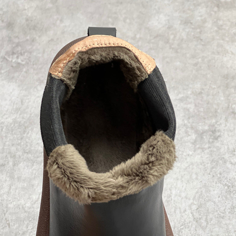 Women's Genuine Leather Flat Ankle Boots - Comfortable Casual Martin Boots for Fall & Winter - Perfect for Daily Wear, Office & Outdoor Activities
