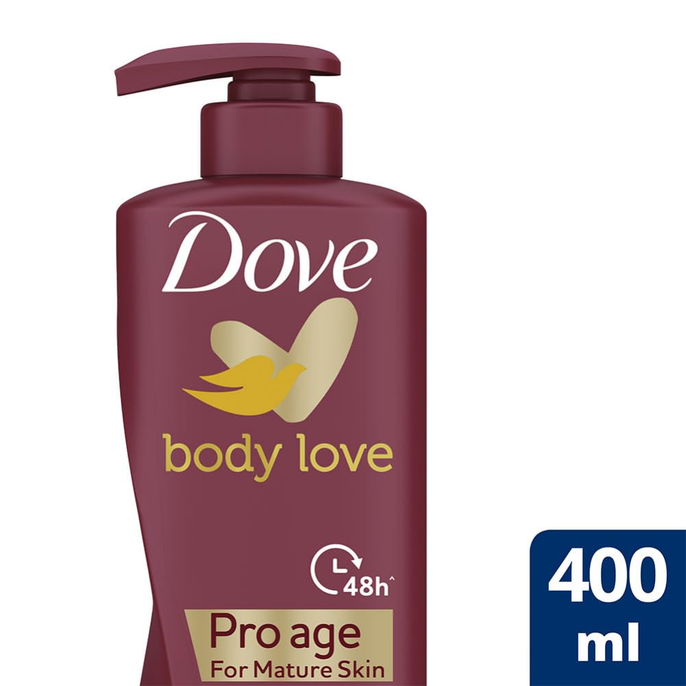 Dove Pro Age Body Lotion for Mature Skin - 48 Hour Moisturizing with Vitamin B3 & Olive Oil | Paraben Free | Nourishes & Brightens Skin | 13.5 fl oz (400ml) | Perfect for Dry, Aging Skin Care Routine & Daily Hydration