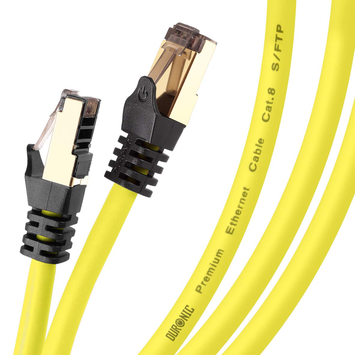 Duronic CAT 8 Ethernet Cable 5M (16.4ft) - High Speed 40Gbps, 2000MHz Shielded Network Cable with Snagless RJ45 Connector - Ideal for Gaming, Streaming & Home Office Setup (Yellow)