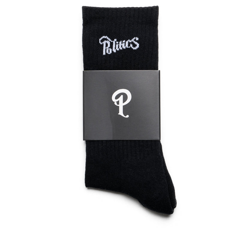 Political Script Logo Socks - Black | Funny Novelty Socks for Men & Women | Perfect for Elections, Protests & Political Events
