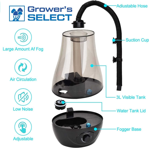 Midwest Grow Kits Mushroom Monsoon Greenhouse Humidifier 3.0L - Perfect for Mushroom Cultivation, Indoor Gardening & Hydroponics - Ideal for Grow Tents, Greenhouses & Terrariums