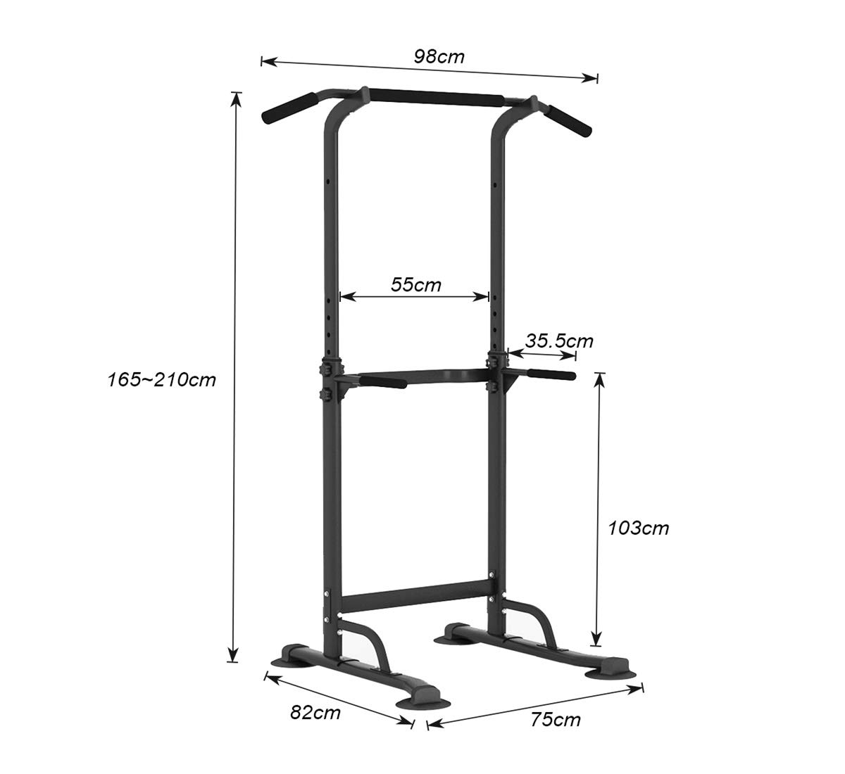SOGESFitness Power Tower - Adjustable Pull Up & Dip Station (165-210cm) for Home Gym - Multifunctional Workout Equipment for Push Ups, Pull Ups & Core Training - Perfect for Strength Training & Bodyweight Exercises