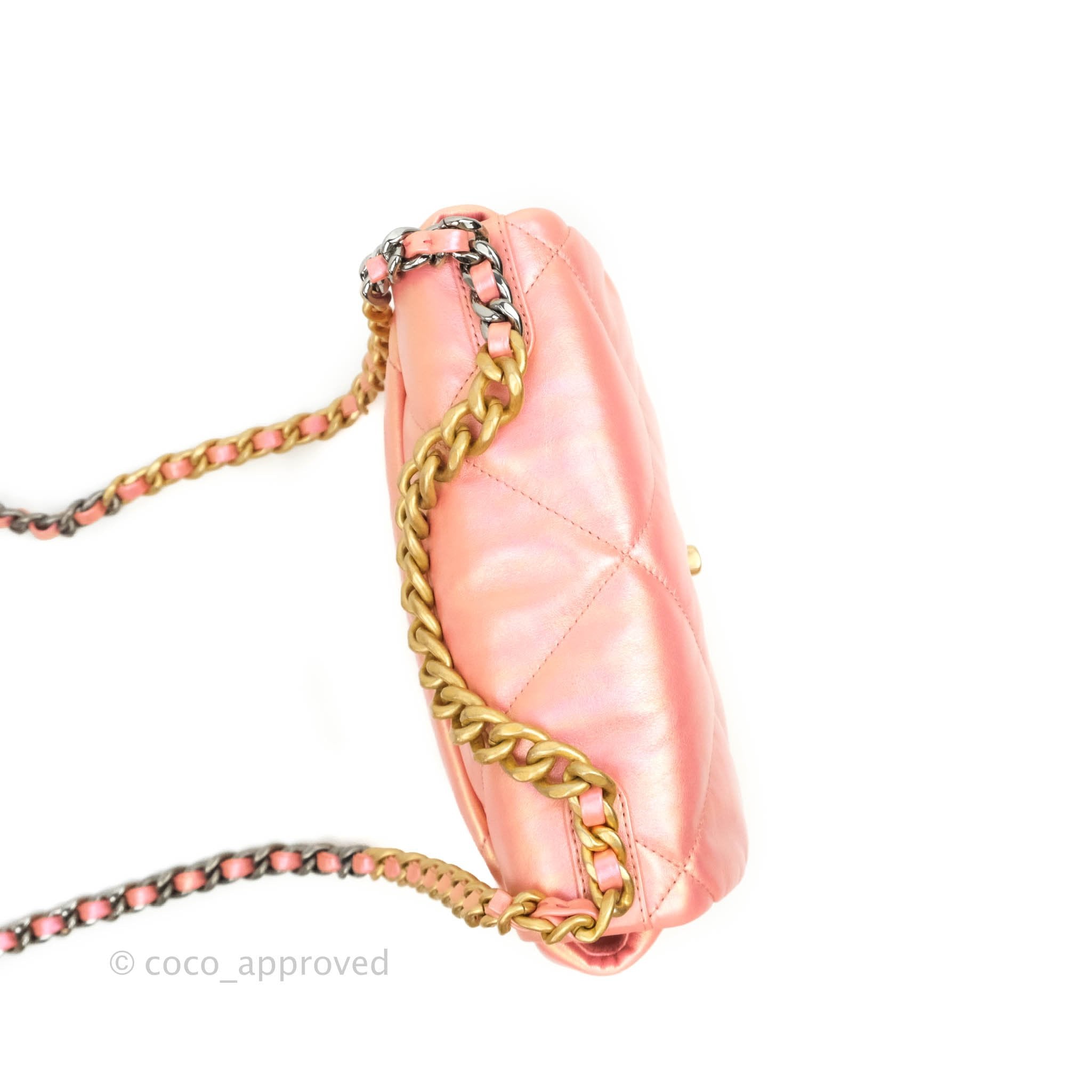 Chanel 19 Small Handbag in Metallic Pink with Mixed Hardware - Luxury Crossbody Bag for Women, Perfect for Date Night & Special Occasions
