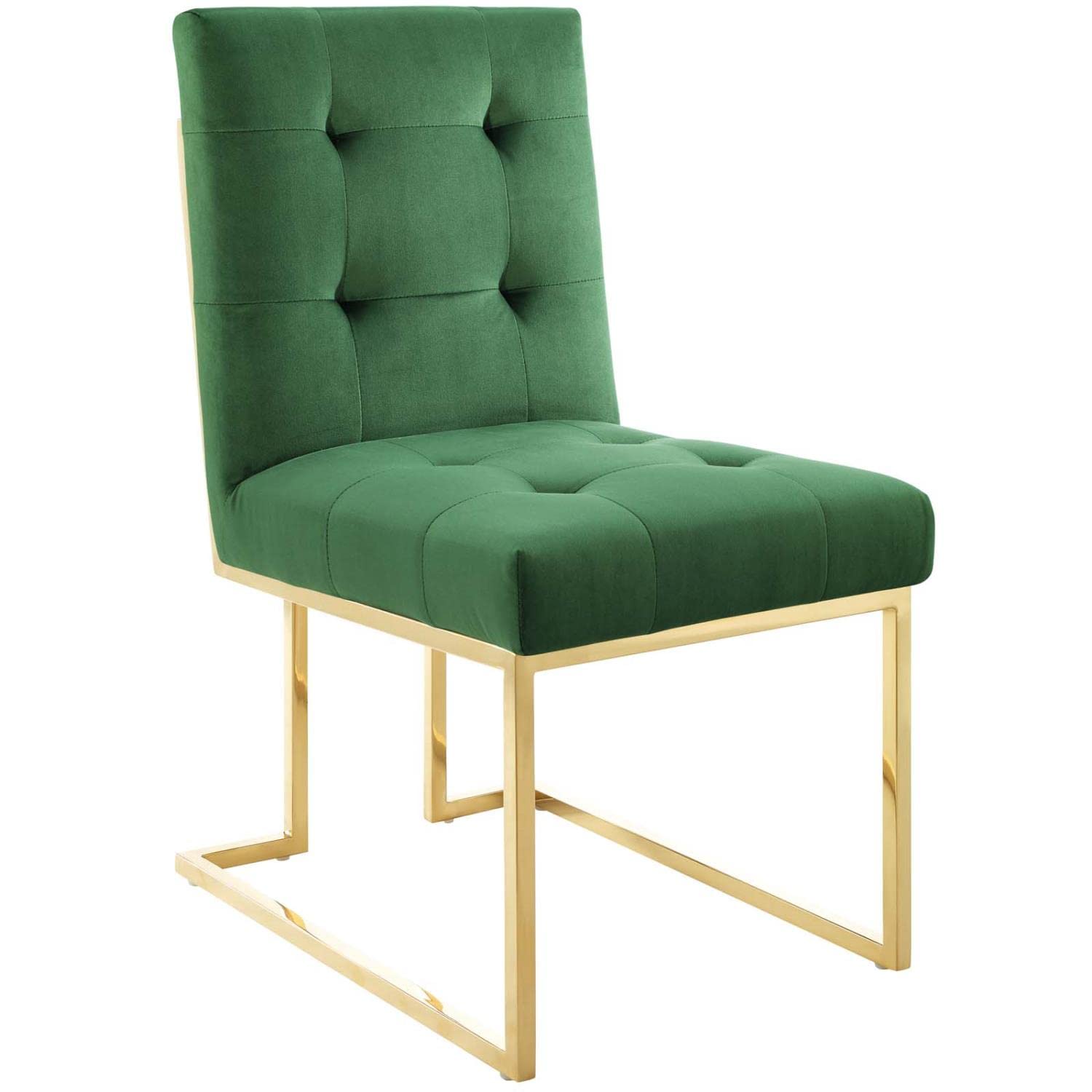 Modway Privy Performance Velvet Dining Chair - Gold Emerald with Stainless Steel Frame - Elegant Modern Kitchen & Dining Room Furniture for Home & Restaurant Use