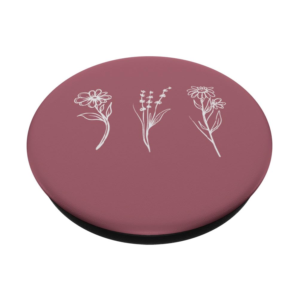 Minimalist Dark Rose Pink Floral Pattern PopSockets PopGrip - Phone Grip & Stand for iPhone, Samsung, Smartphones - Perfect for Work, Travel, and Everyday Use