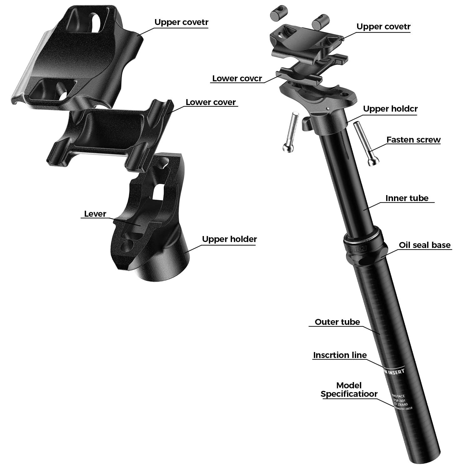 **27.2/30.9/31.6mm Bike Dropper Post - 440mm Length, 125mm Travel, 1500mm Remote for MTB & Trail Bikes - Compatible with Internal & External Cables**    *(Perfect for Mountain Biking, Trail Riding & Off-Road Adventures)*