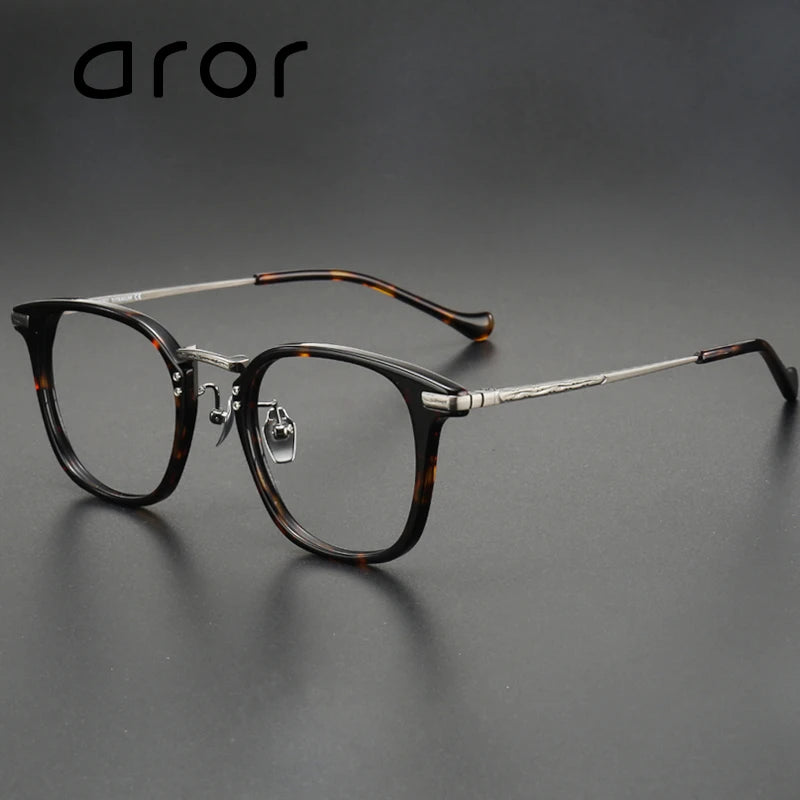 Aror Unisex Full Rim Square Titanium Acetate Eyeglasses 10164 - Lightweight & Durable Frame for Men & Women - Perfect for Reading, Work, and Everyday Fashion