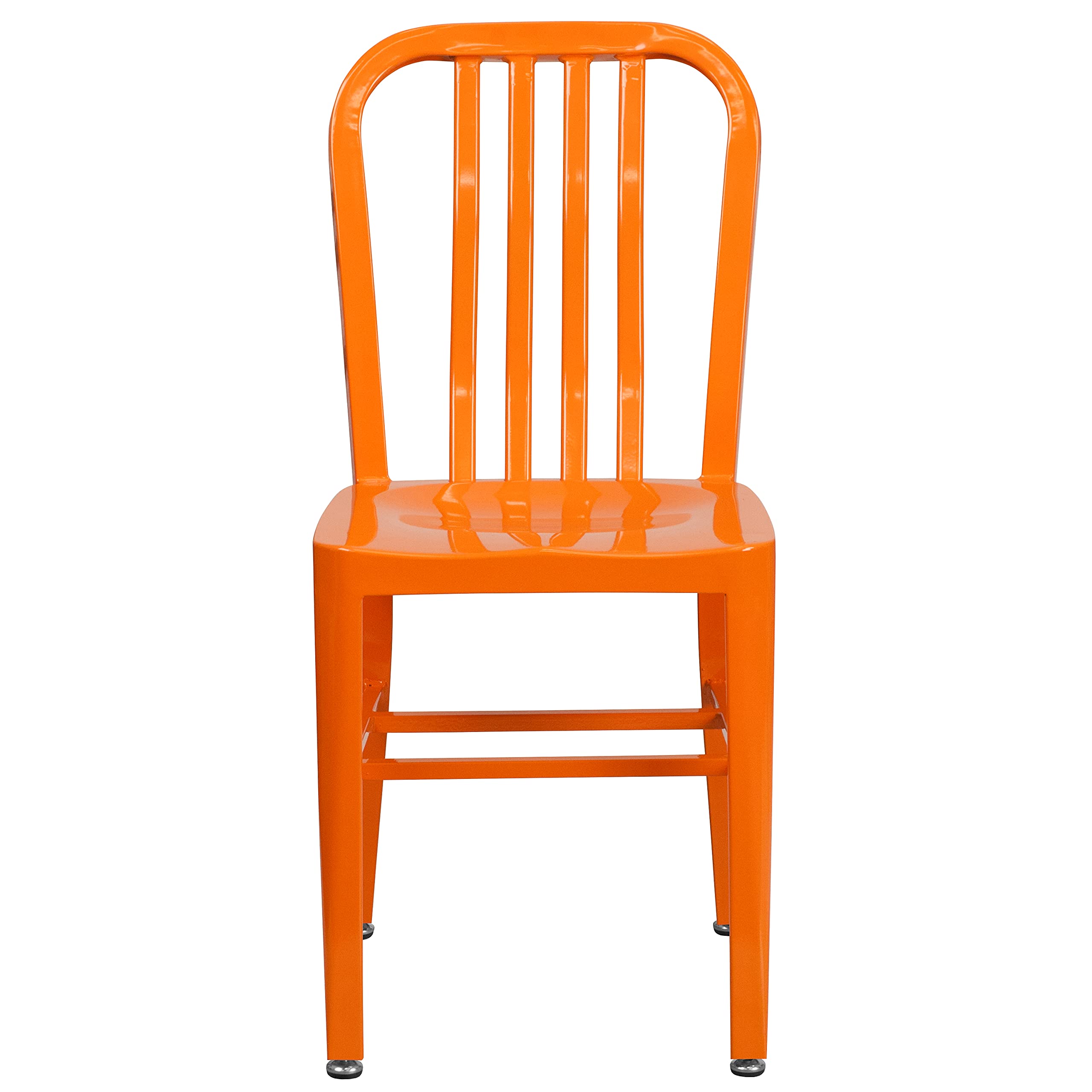 2 Pack Orange Metal Indoor-Outdoor Dining Chairs - Sturdy Kitchen & Restaurant Seating - Perfect for Patio, Cafe, Bistro & Home Decor
