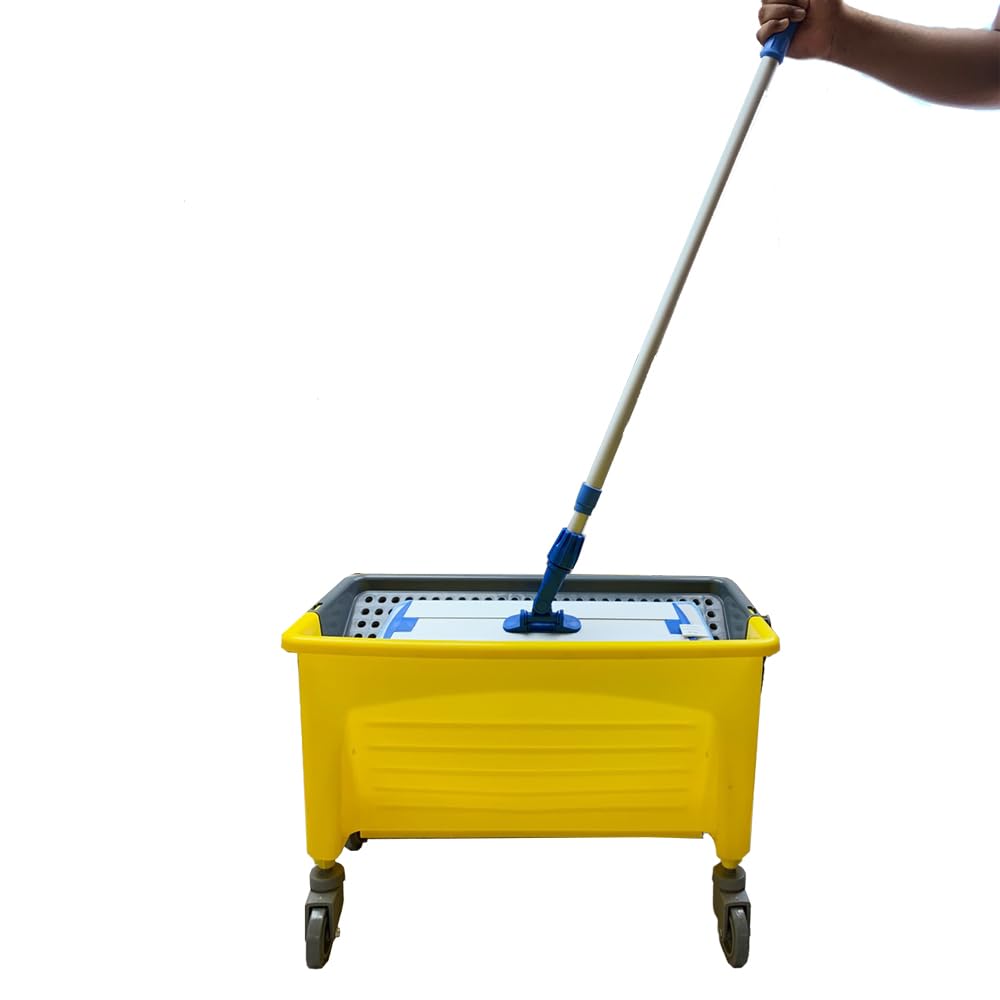 42-Liter Heavy-Duty Window Cleaning Flat Mop Bucket with Wheels - Multi-Compartment Microfiber Self-Cleaning System - Compact Design for Easy Floor Mopping - Perfect for Home, Office, and Commercial Cleaning
