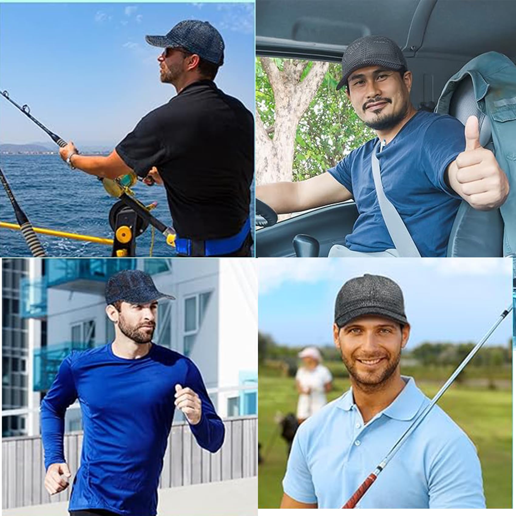4 Pack Summer Mesh Trucker Hats - Quick Dry Baseball Caps for Men & Women - Breathable Cool Running Hats for Outdoor Sports, Hiking, and Beach Activities