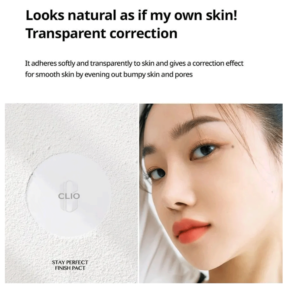 CLIO Stay Perfect Finish Pact 8g - Korean Air Cushion Compact Powder for Flawless Matte Makeup | Perfect for Daily Use, Travel & Touch-Ups