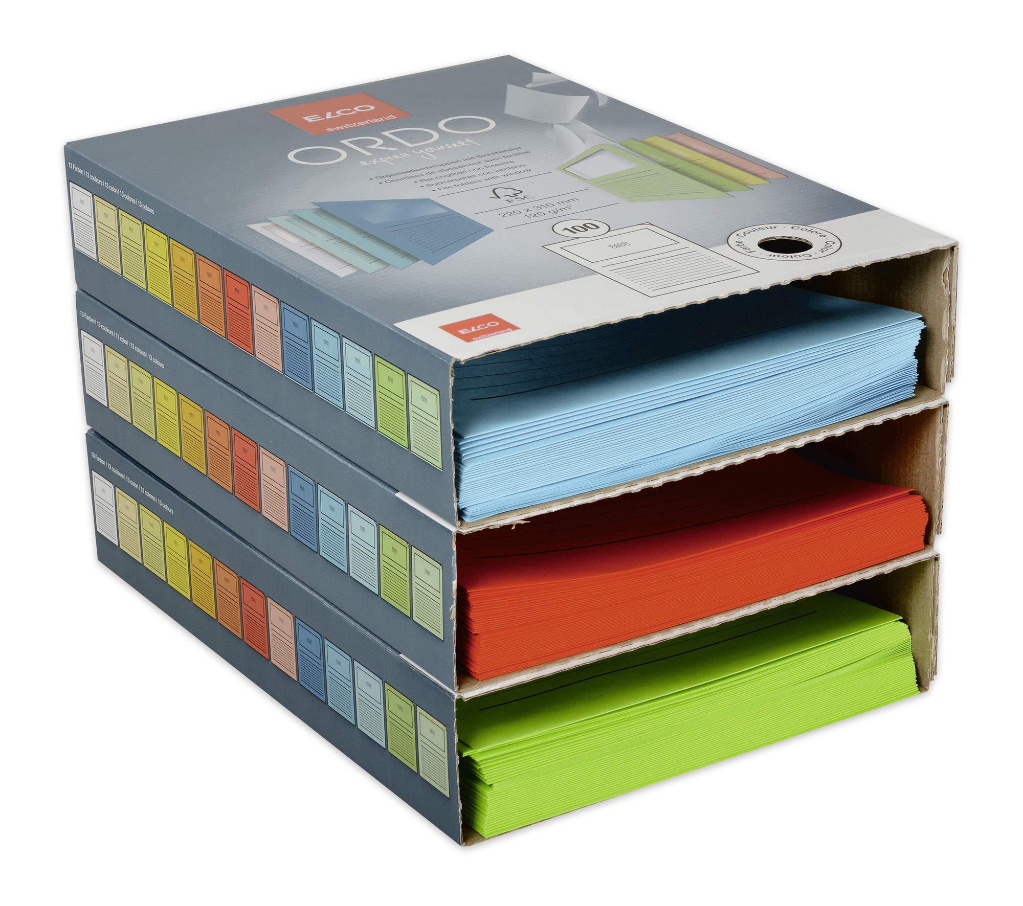 Ordo Classico 220x310mm 120GSM Printed Paper Folder with 180x100mm Window - Orange (Pack of 100) - Perfect for Office Documents, School Projects, and Business Presentations