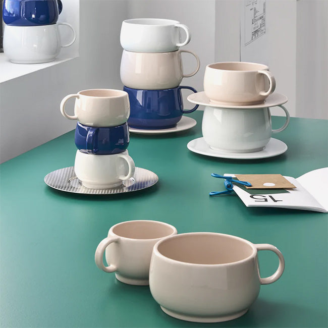 Guy Degrenne Empileo Breakfast Cup - Elegant Porcelain Coffee Mug Set for Home & Office Use - Perfect for Espresso, Tea, and Morning Beverages