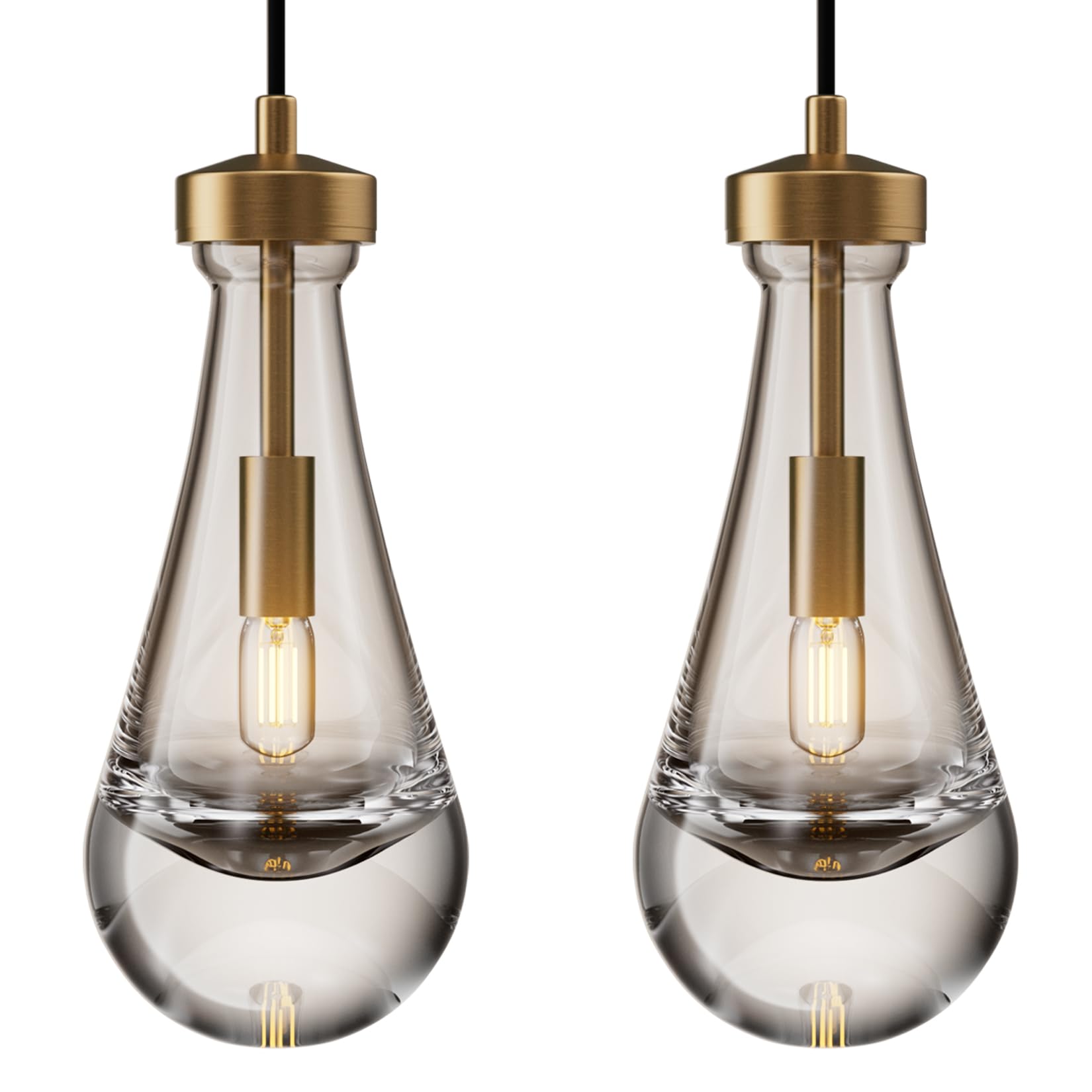 Modern Brass Pendant Light Fixtures with Raindrop Glass for Kitchen Island, Living Room, Hallway, Bedroom, Dining Hall, Office & Bar - Farmhouse Decor (Includes Bulb) | Elegant Lighting for Home & Commercial Spaces