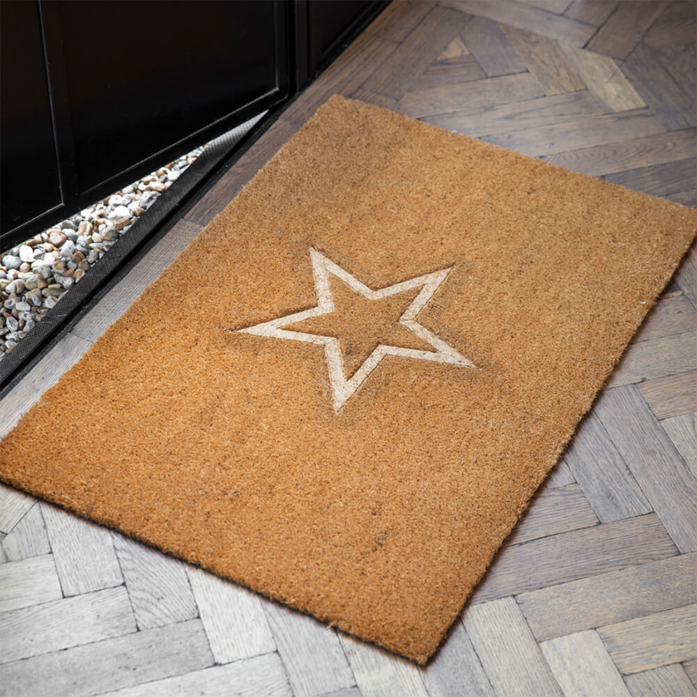 Non-Slip Embossed Star Welcome Doormat - Durable Indoor/Outdoor Entryway Rug for Home & Office - Perfect for Front Door, Porch, and Patio Decor