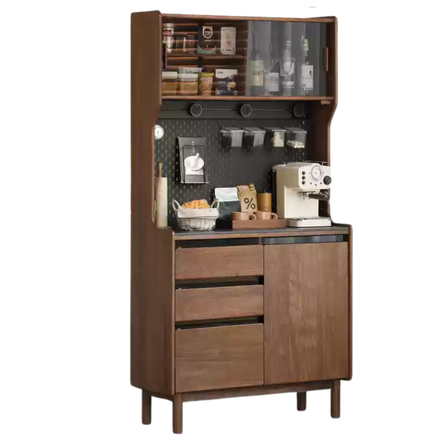 39.3x15.7x75.5 inch / 100x40x192.7cm / Rich Dark Walnut color / rock board sideboard Bull power rail