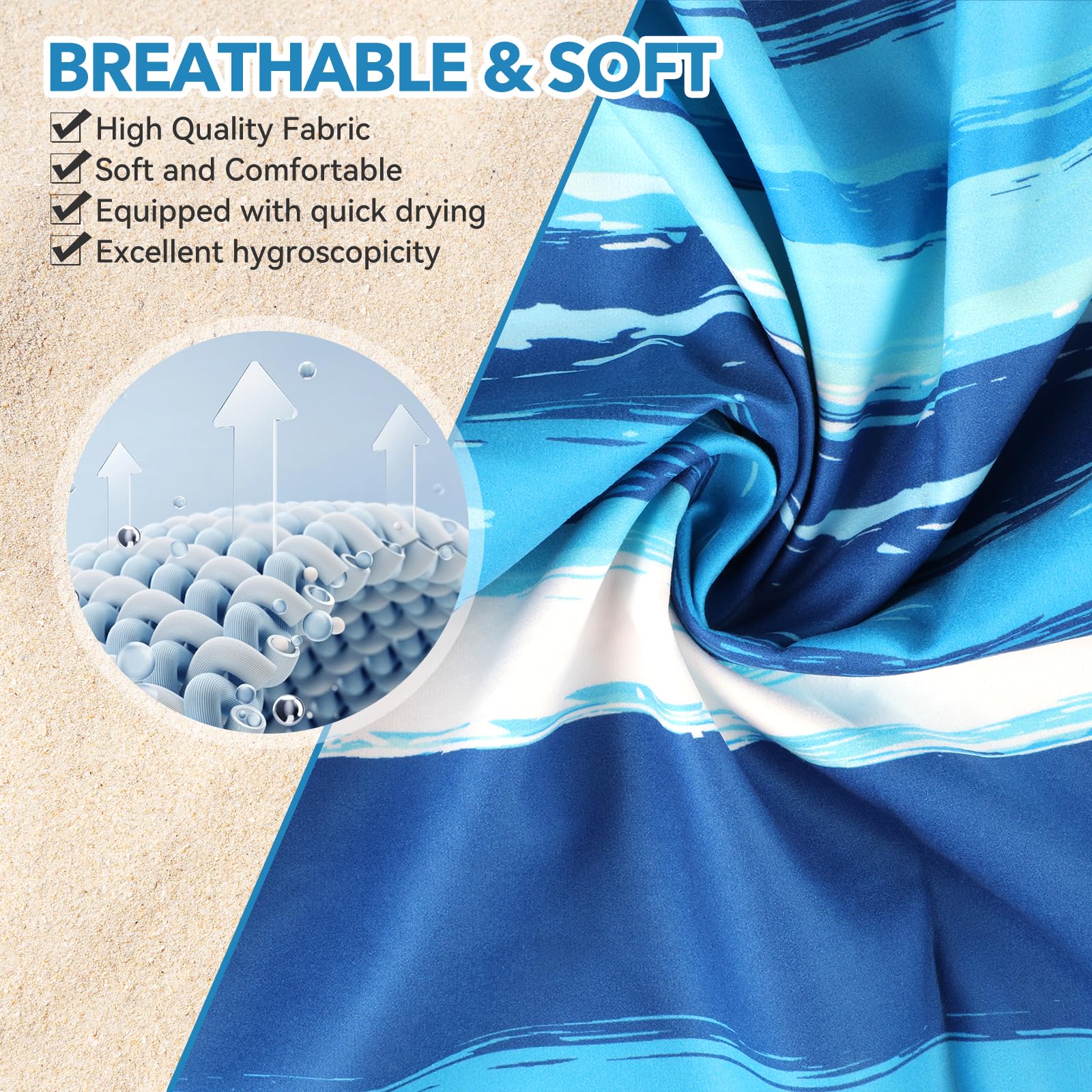 Premium 2-Pack Microfiber Beach Towels - Oversized 73