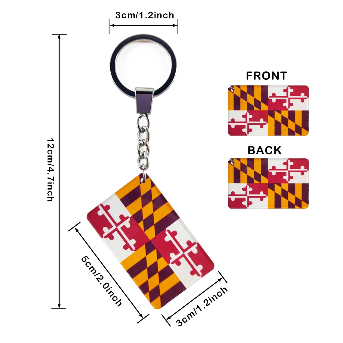 Maryland Flag Keychain Key Ring - 2 Pack, Durable & Stylish Keychains for Home, Office, Travel & Gifts