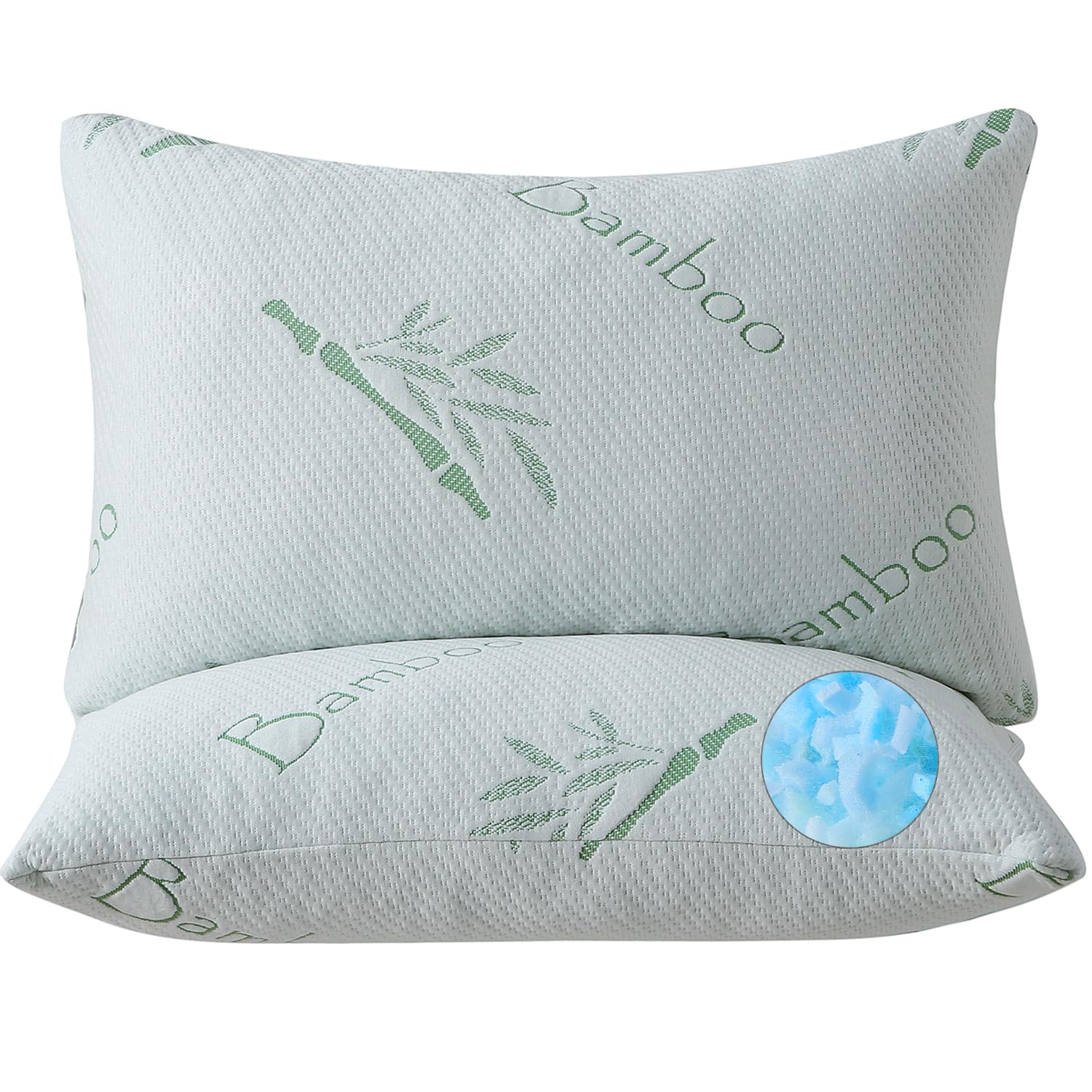 Cooling Breathable Memory Foam Pillow 2-Pack - Queen Size Firm Support for Neck & Shoulder Pain Relief | Hotel Quality Shredded Foam Pillows with Zippered Cover | Perfect for Side Sleepers, Back Pain Sufferers & Hot Sleepers