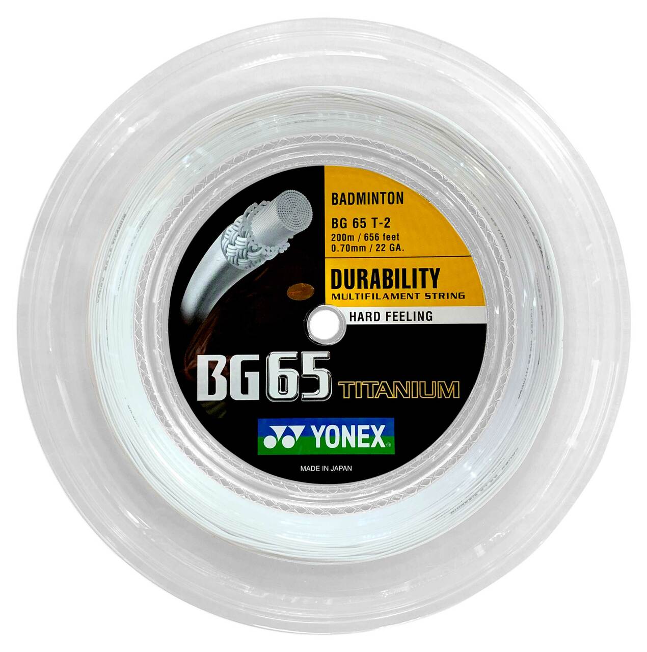 Yonex BG 65 Ti Badminton String Reel (200m) - High Performance Badminton String for Professional Players - Perfect for Tournament Play & Training Sessions