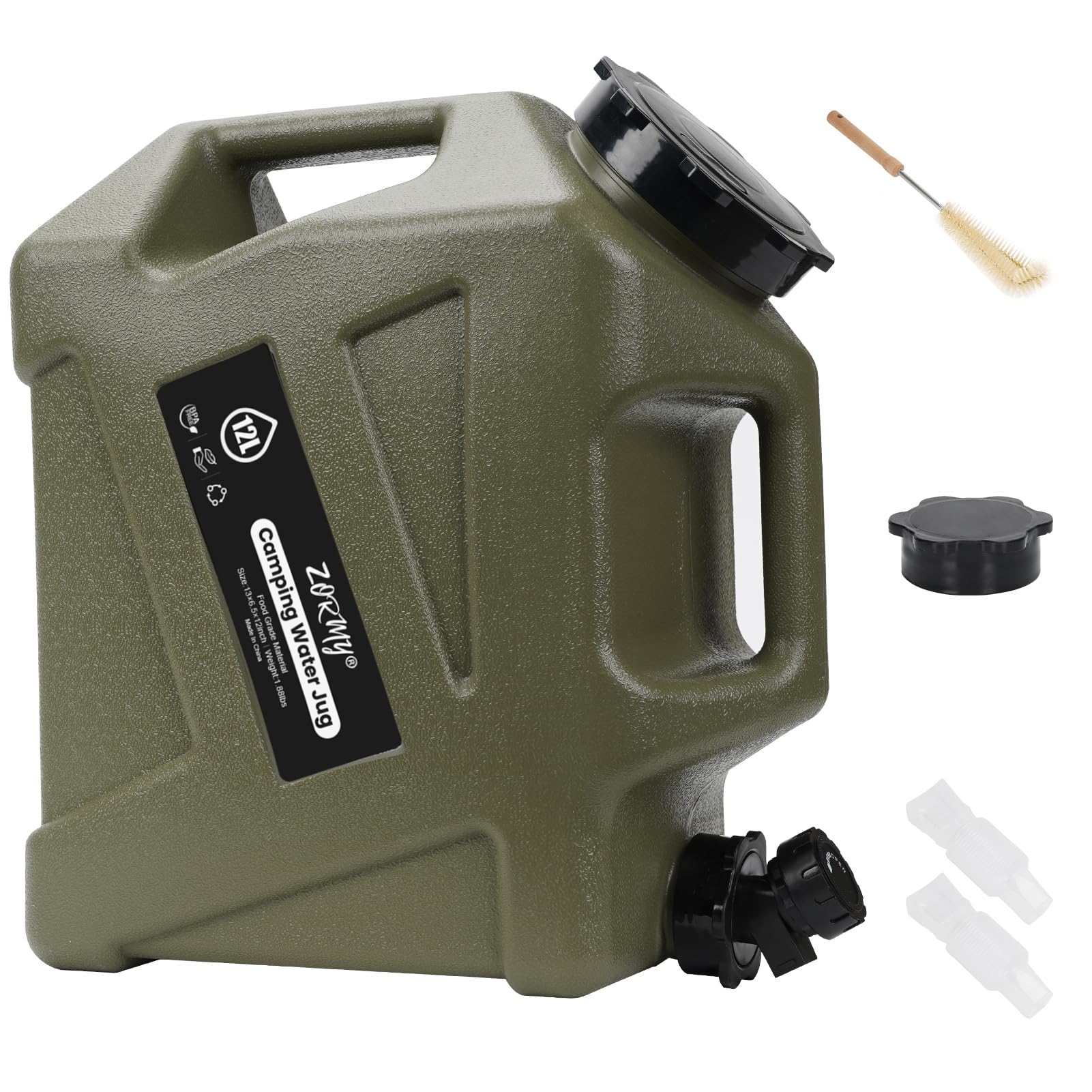 ZORMY 3.2 Gallon BPA-Free Camping Water Jug with Spigot - Portable for Hiking, Picnics & Emergencies