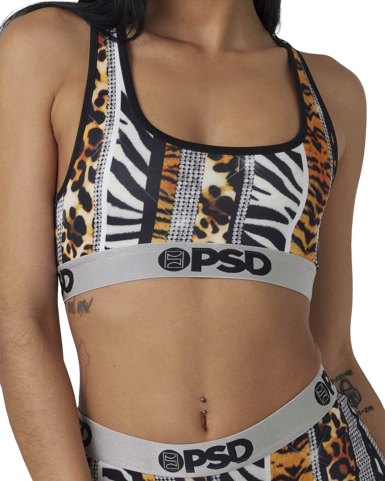 PSD Women's Animal Print Sports Bra - Breathable Racerback Workout Top with Supportive Microfiber Fabric | Perfect for Yoga, Gym & Running