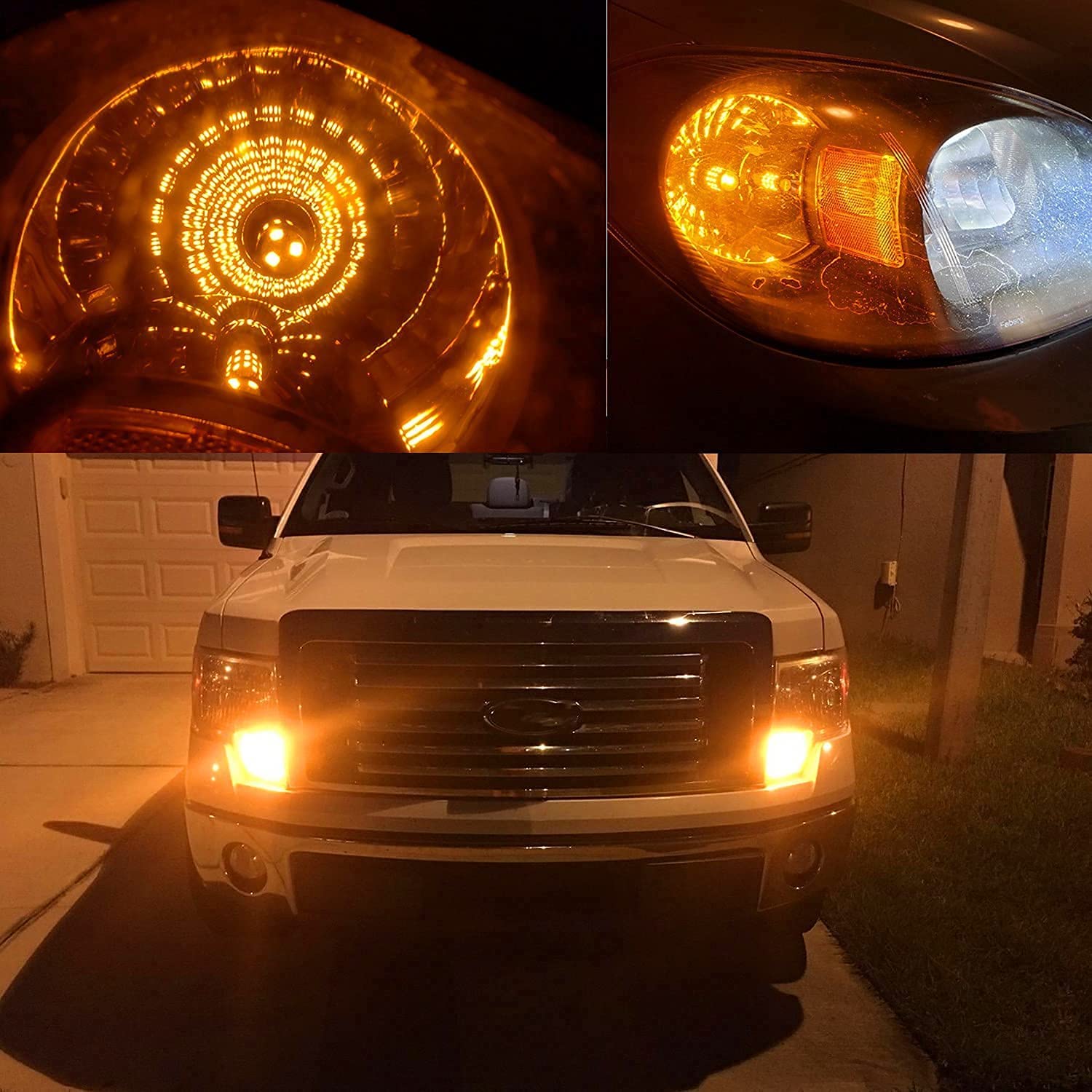 4x T10 168 175 194 LED Bulbs + 2x T20 7440 7443 LED Bulbs + 2x T25 3156 3157 LED Bulbs - 6000K Xenon White & Amber Yellow - Interior, License Plate, Backup Reverse, Brake Tail, DRL & Turn Signal Lights - Perfect for Car, Truck, SUV & Motorcycle Lighting Upgrades