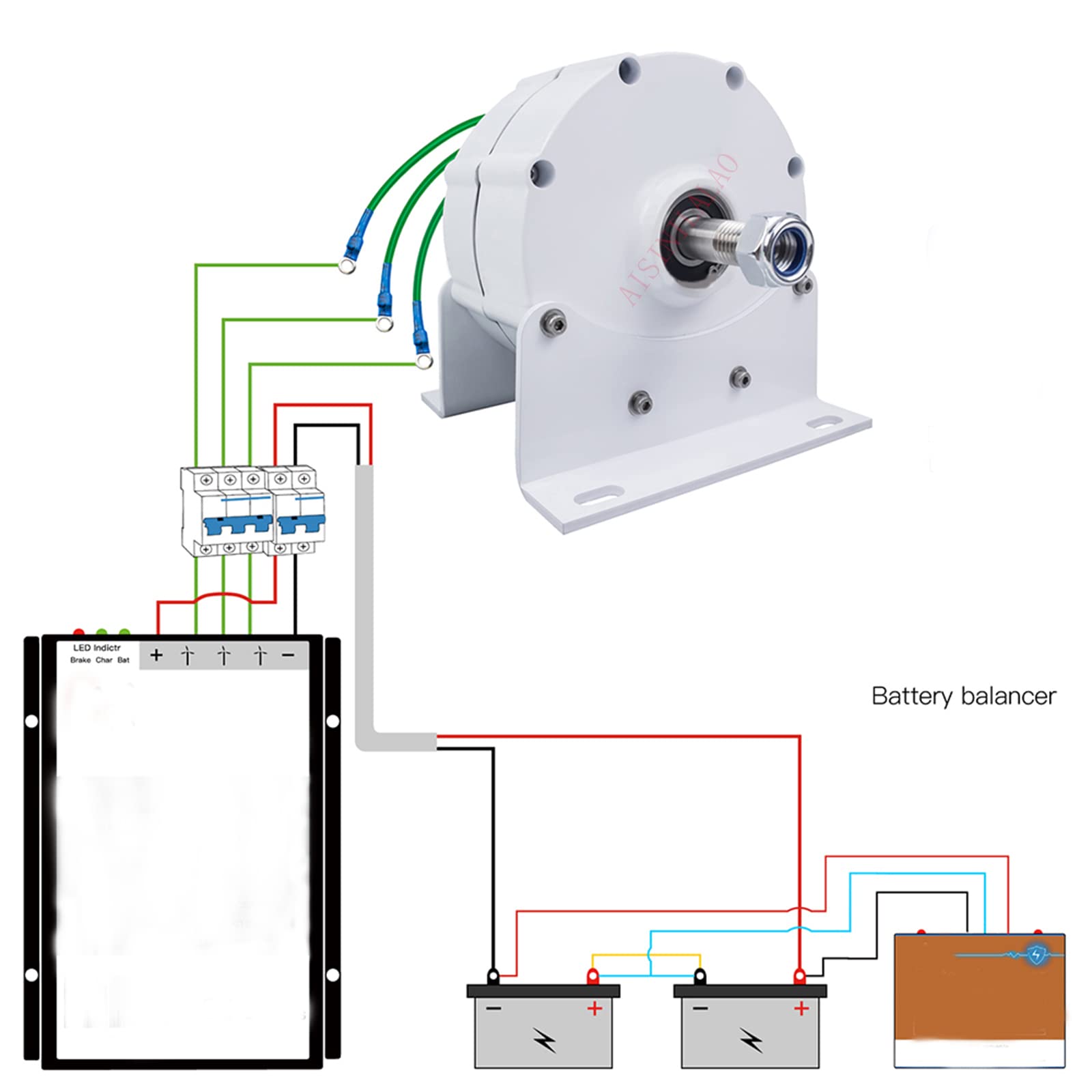 600W 400RPM Low Speed Permanent Magnet Generator 12V 24V 48V Gearless 3-Phase Alternator with Rare Earth Magnets - Wind Turbine Power Generator for Home, RV & Off-Grid Systems (Includes Mounting Base)