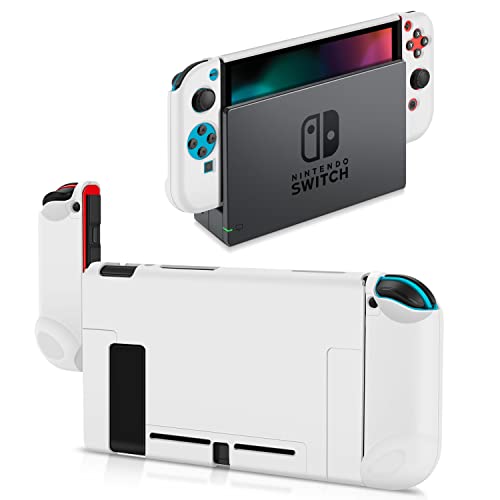 Anti-Slip Ergonomic Grip Gel Guards with Thumb Caps for Nintendo Switch Joy-Con - Protective Silicone Controller Cover Skin (White) | Perfect for Gaming, Travel & Long Play Sessions