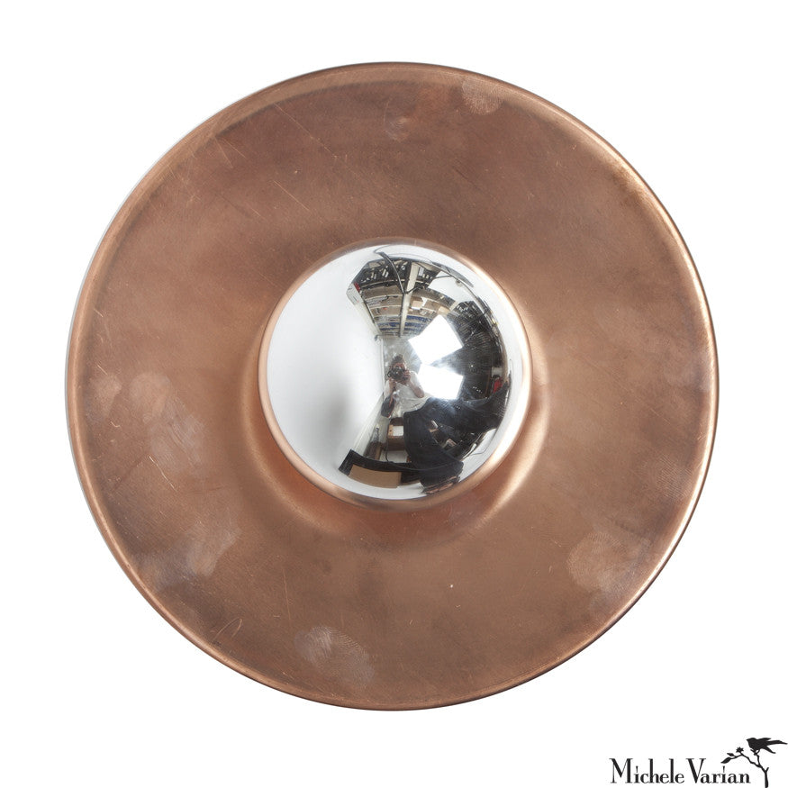 8 Inch Copper Discus Flush Mount Ceiling Light - Modern Round LED Fixture for Bedroom, Living Room, and Hallway Lighting