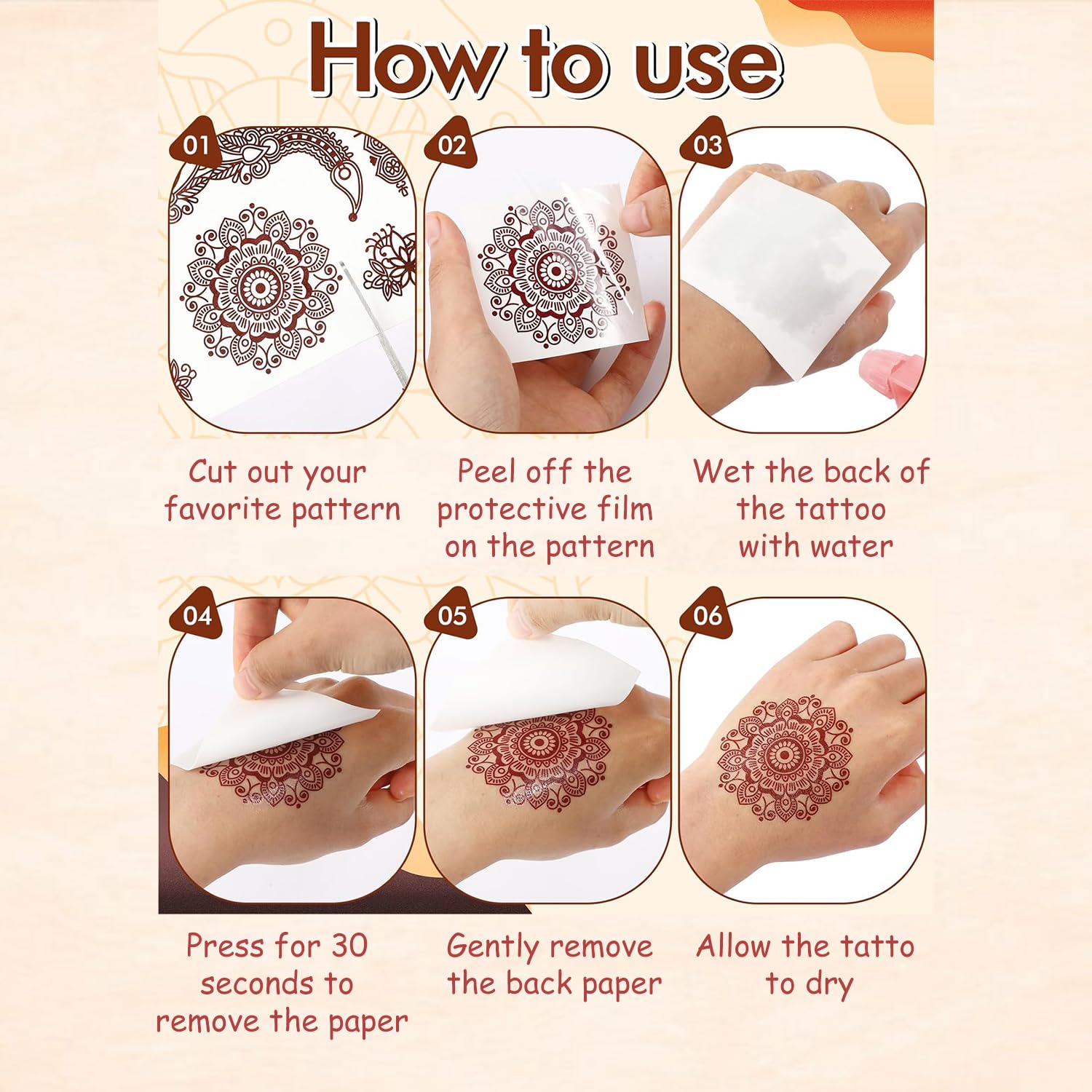 S.A.V.I 2 Waterproof Henna Tattoo Stickers for Women - 21x15cm Temporary Body Art for Parties, Weddings & Festivals
