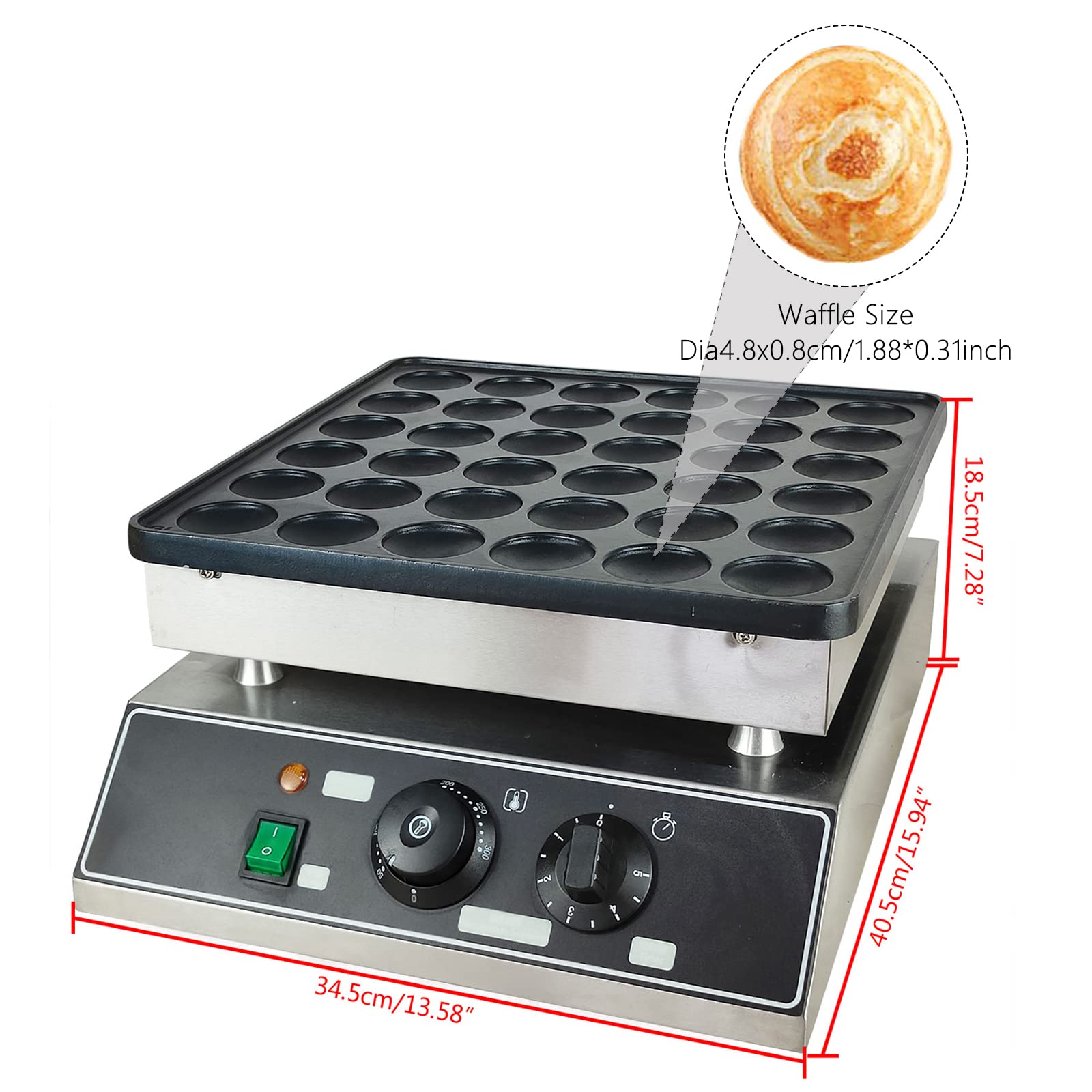 Mini Dutch Pancake Baker 36Pcs - Non-Stick Electric Waffle Maker 110V 1000W - Commercial Pancake Machine for Restaurants, Cafes, Bakeries - Perfect for Breakfast, Brunch & Dessert Making