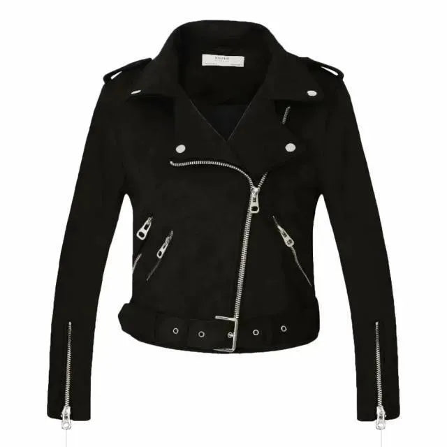 Women's Biker Suede Leather Jacket - Stylish Motorcycle Jacket for Riding & Fashion - Perfect for Casual Outfits, Motorcycle Rides & Night Out