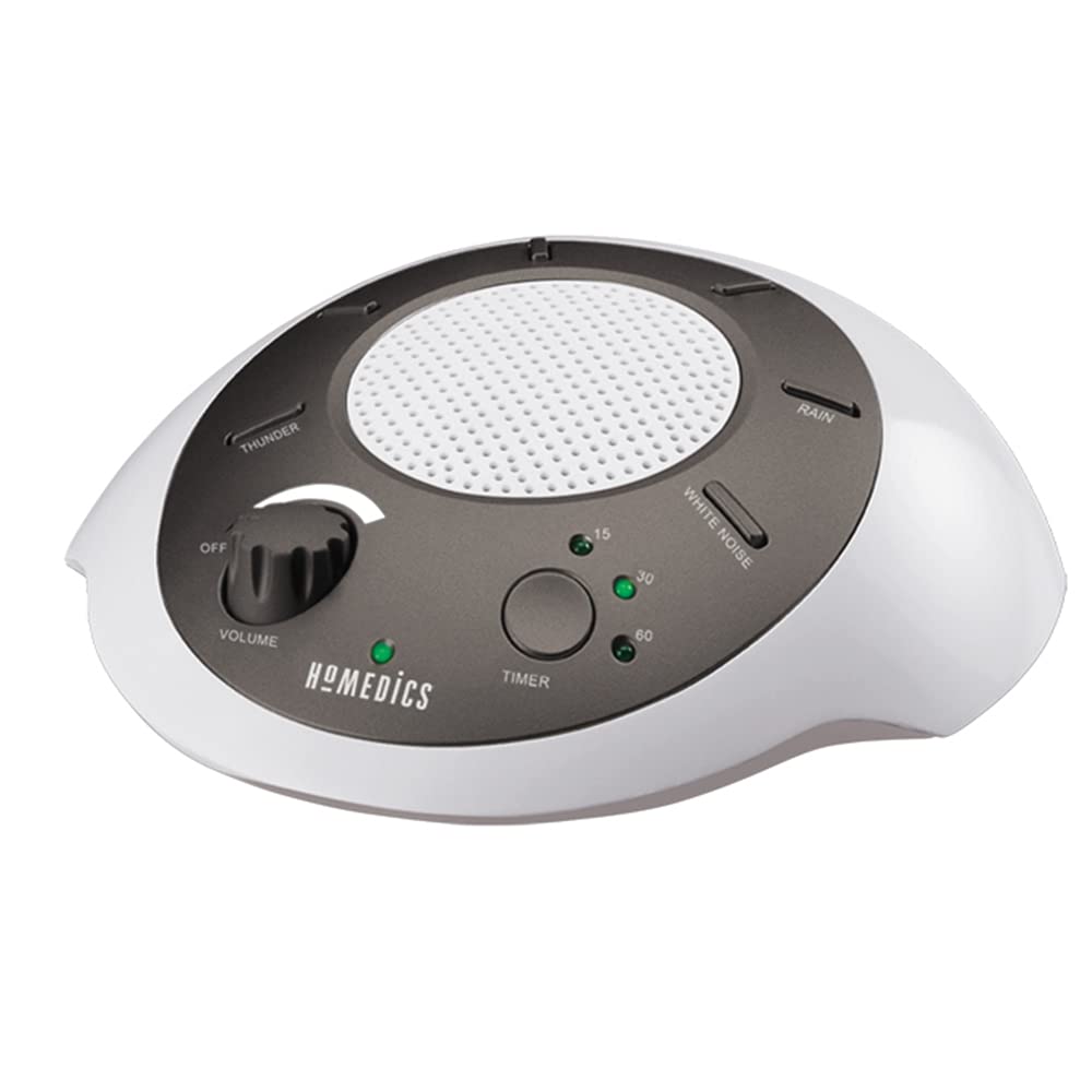 Homedics White Noise Sound Machine - Portable Sleep Therapy Device with 6 Soothing Nature Sounds, Auto-Off Timer | Perfect for Baby Nursery, Office Relaxation & Meditation (Blue & Gold)