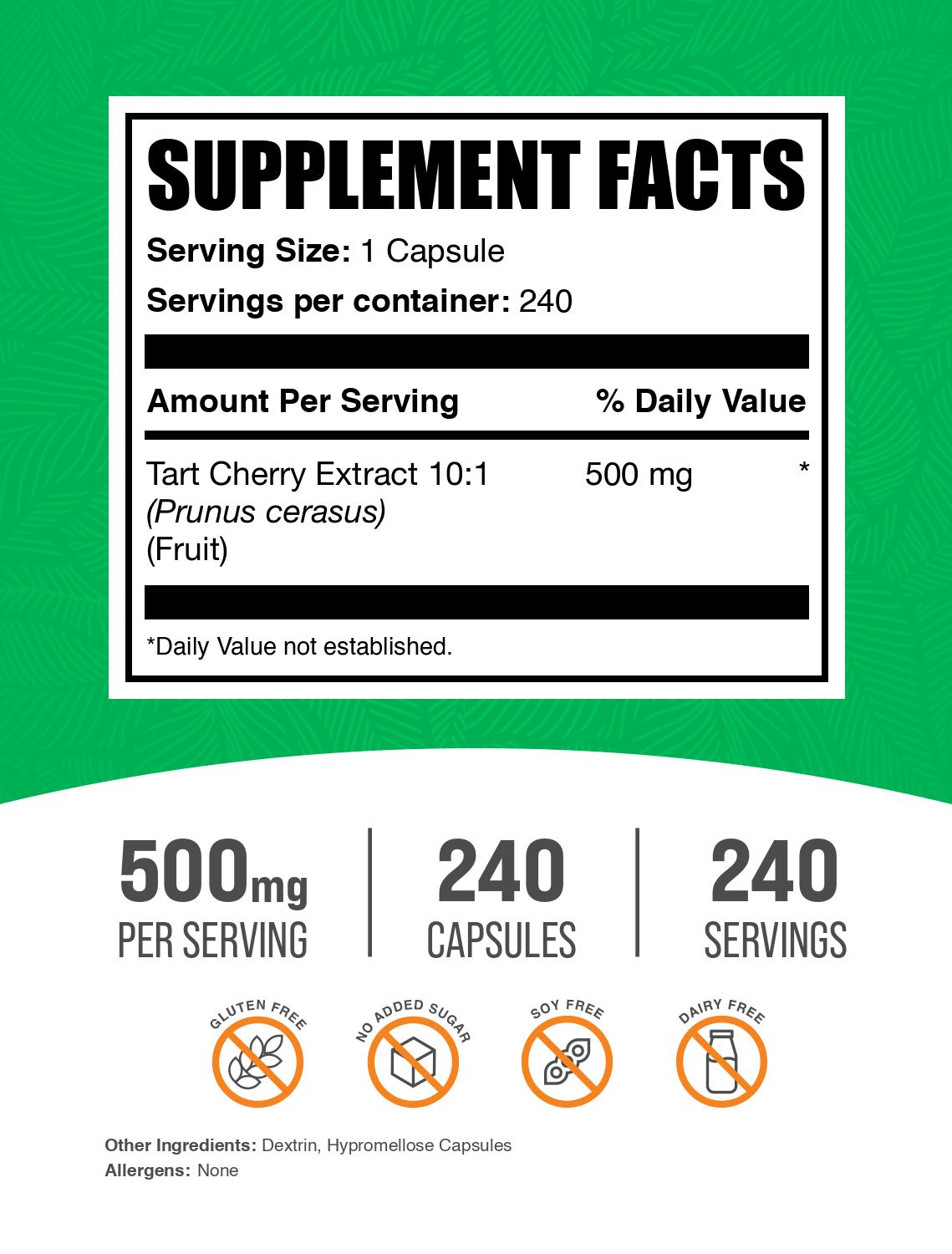 Premium Tart Cherry Extract Capsules 1000mg - Natural Joint & Muscle Support, Antioxidant Rich - Supports Sleep & Recovery - Vegan, Non-GMO - Ideal for Athletes & Active Lifestyles