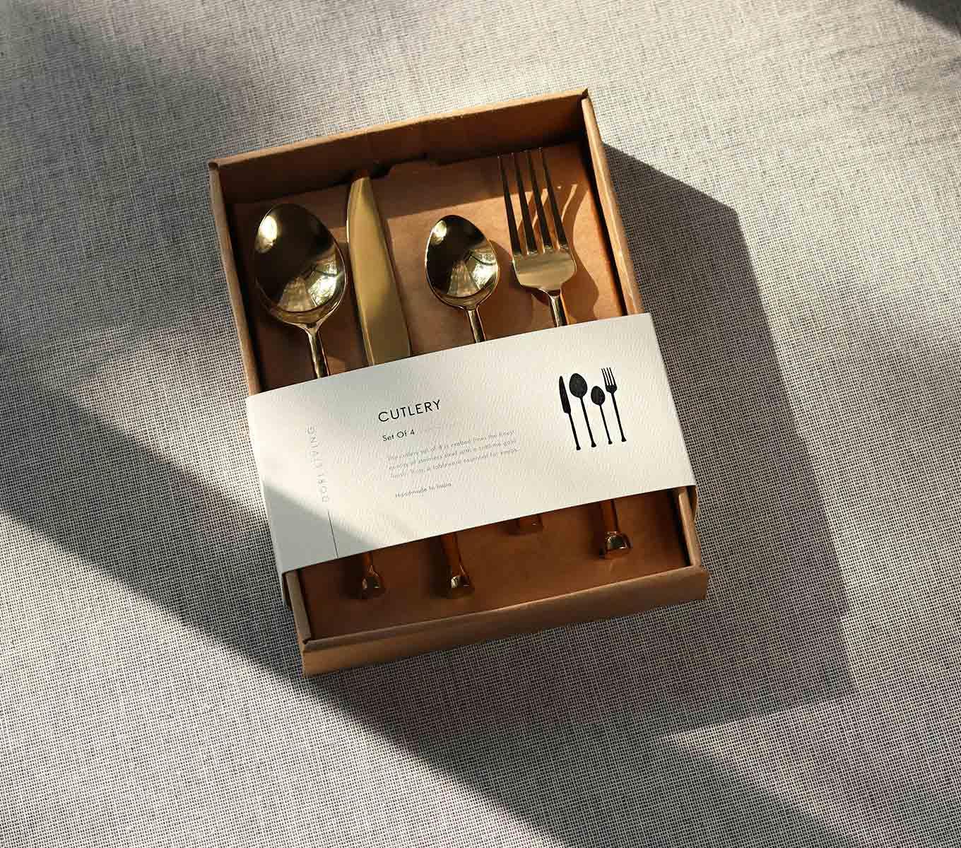 Premium 4-Piece Gold Cutlery Set - Elegant Stainless Steel Flatware for Dining, Parties & Gifts | Knife, Fork, Spoon & Dessert Spoon