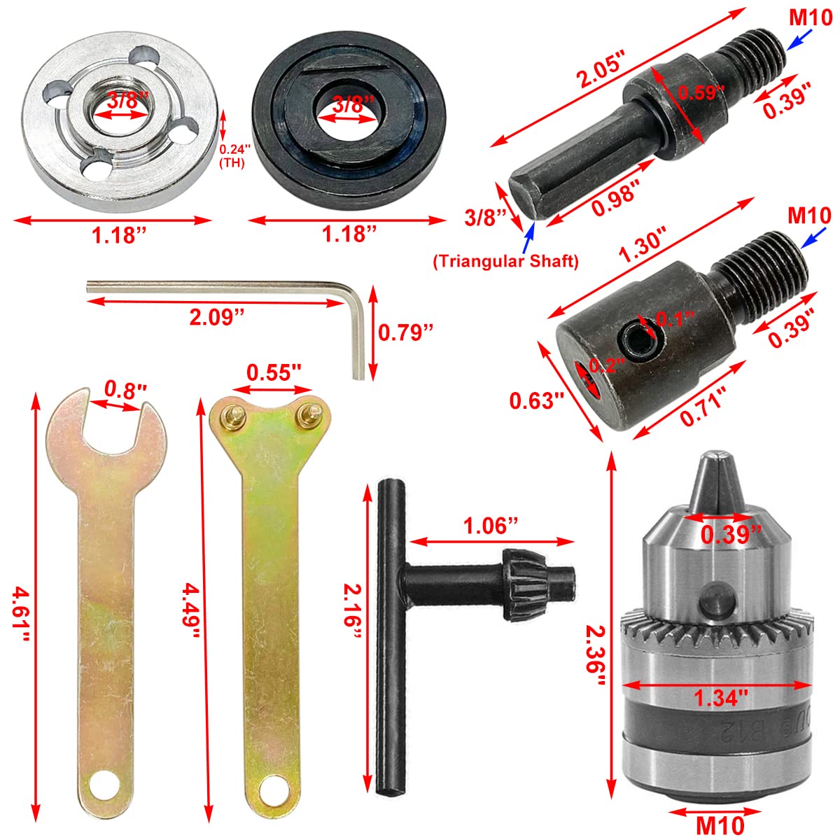 Electric Drill Chuck Angle Grinder Wheel Mandrel Adapter (1/5
