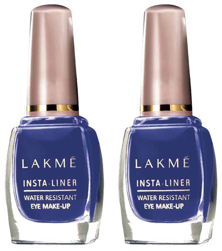 Lakme Insta Liquid Eye Liner - Long Lasting Waterproof Eyeliner with Brush, Smudge Proof & Fade Resistant (Blue, 9ml, Pack of 2) | Perfect for Party Makeup, Night Out & Bold Eye Looks