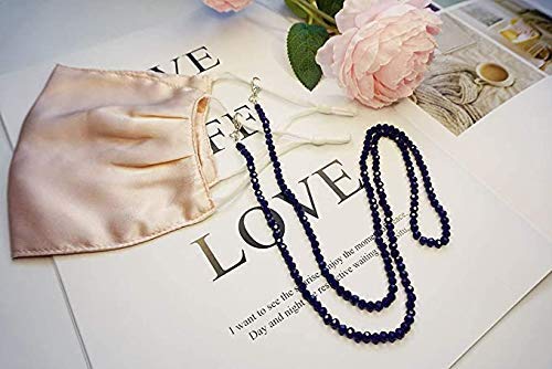 Manbhar Gems - Stylish Beaded Mask Chain with Crystal Glass Beads | Anti-Lost Mask Lanyard for Women & Men | Unisex Eyeglasses & Reading Glasses Holder | 74cm Adjustable Length (Black) | Perfect for Work, Travel & Daily Use
