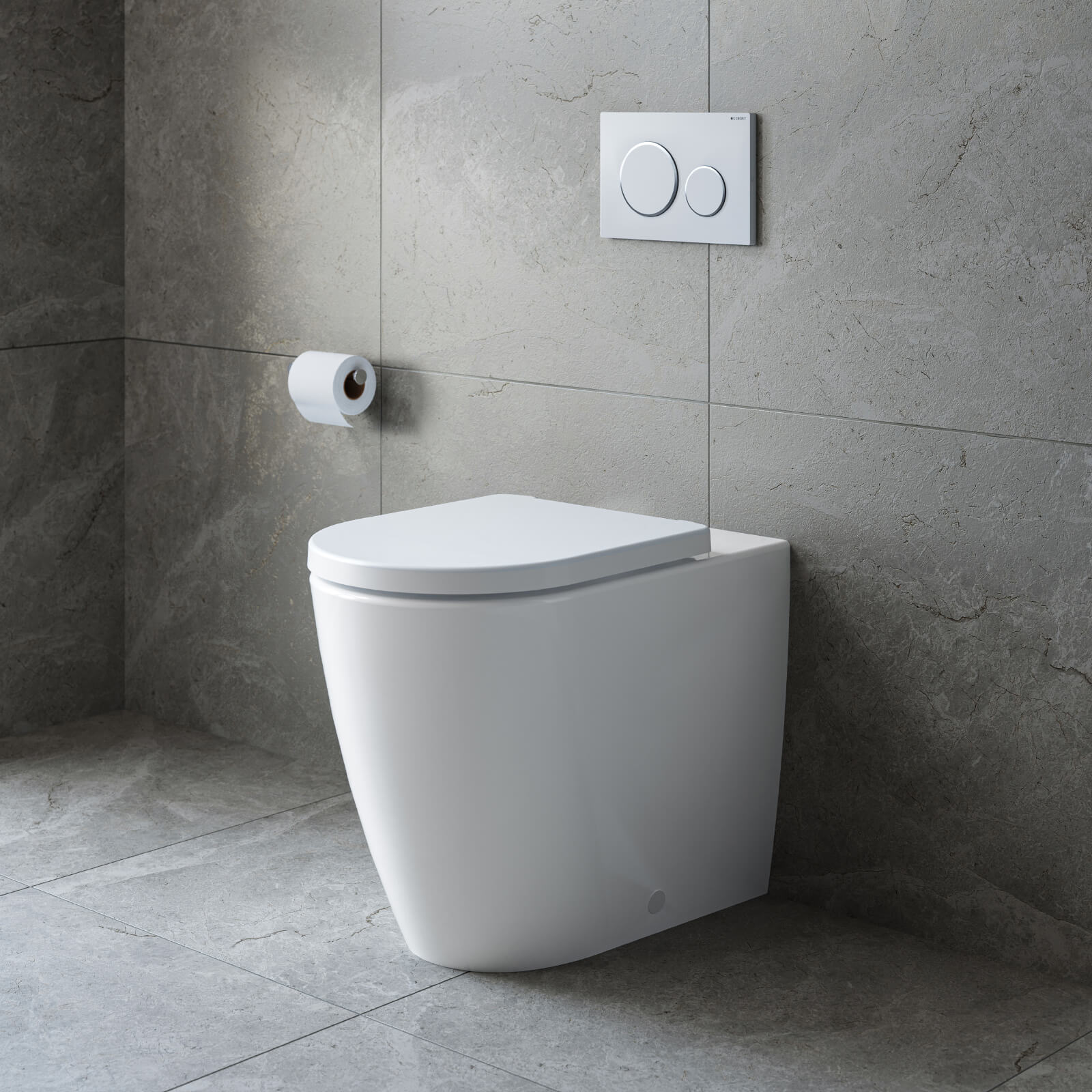 Caroma Urbane II Cleanflush Compact Wall-Mounted Toilet with Geberit Sigma Concealed Cistern - Space-Saving Modern Bathroom Solution for Small Homes & Apartments