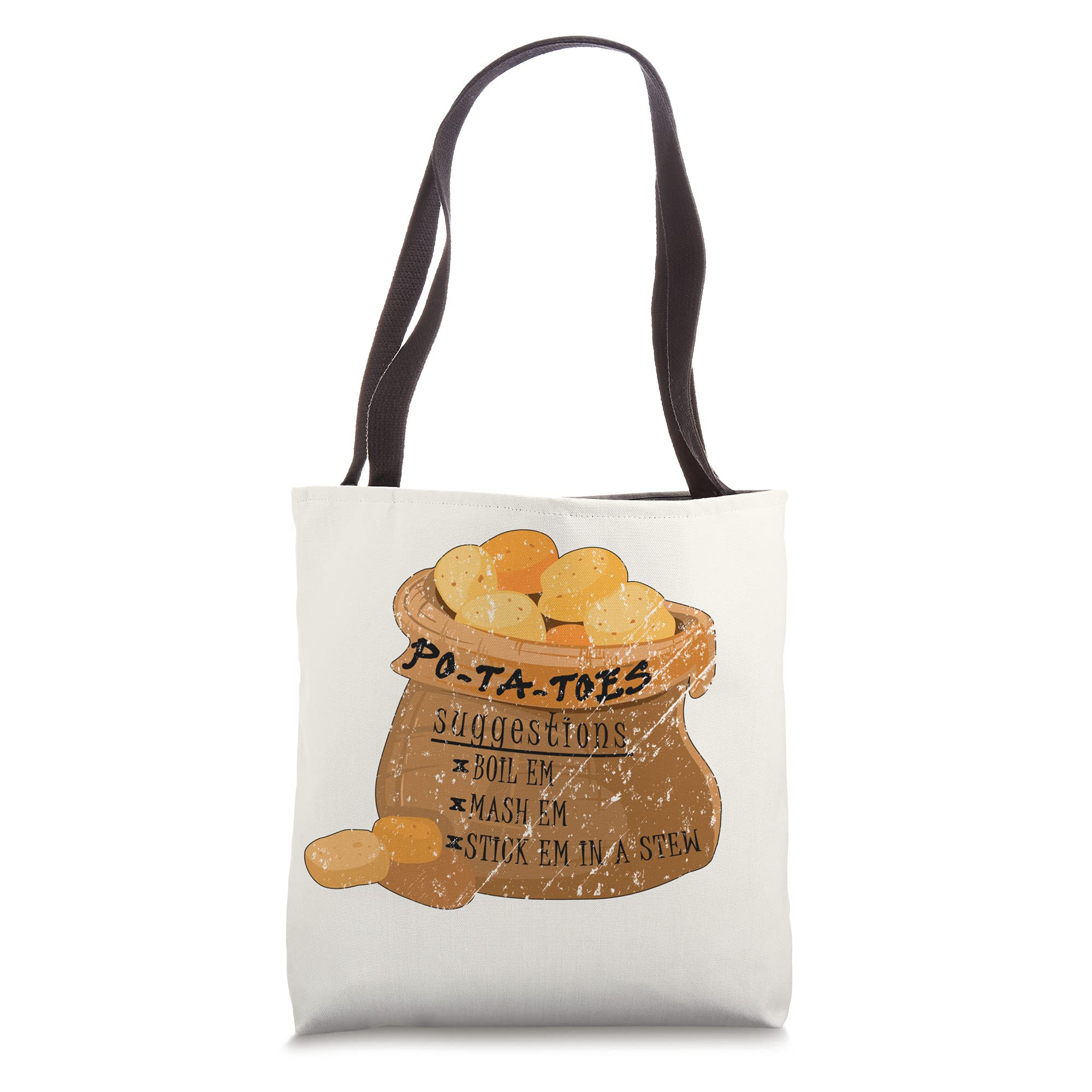 Funny Lord of the Rings Potatoes Quote Tote Bag - Boil Em Mash Em Stick Em in a Stew - Novelty Grocery Shopping Bag for Fans & Book Lovers