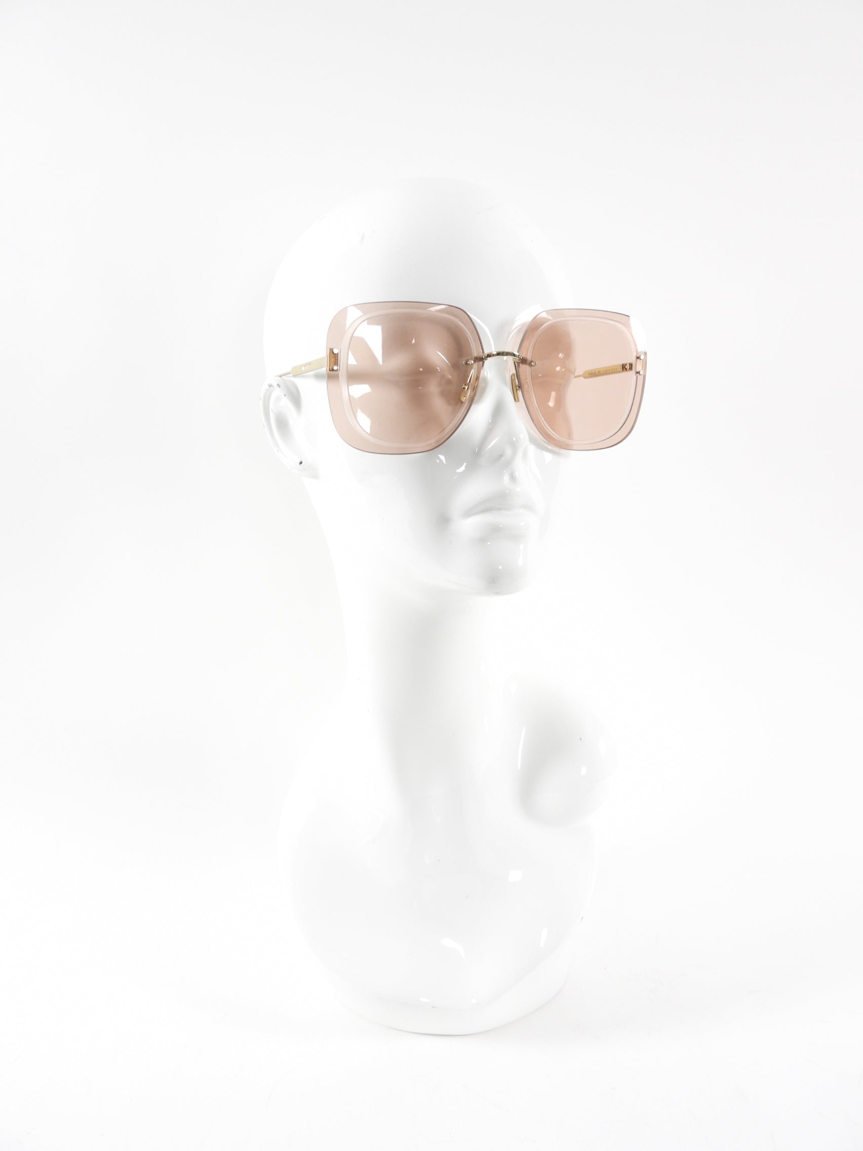 Christian Dior Pink Clear Lens Frameless Square Sunglasses for Women - Luxury Designer Shades for Summer, Beach & Outdoor Fashion