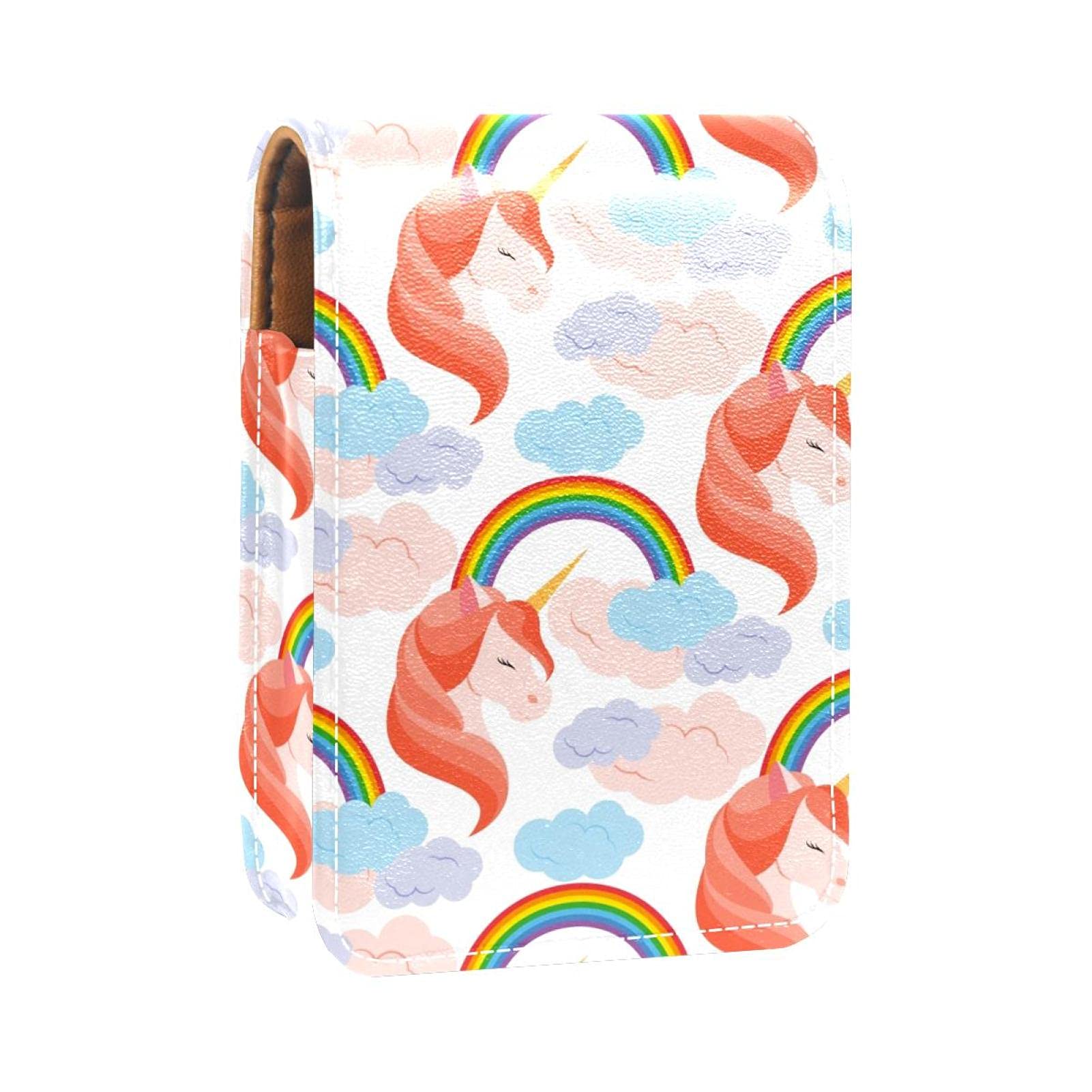 Rainbow Unicorn Lipstick Holder with Mirror - Cute Portable Makeup Case for 3 Lipsticks | Perfect for Travel, Purse & Cosmetic Organization